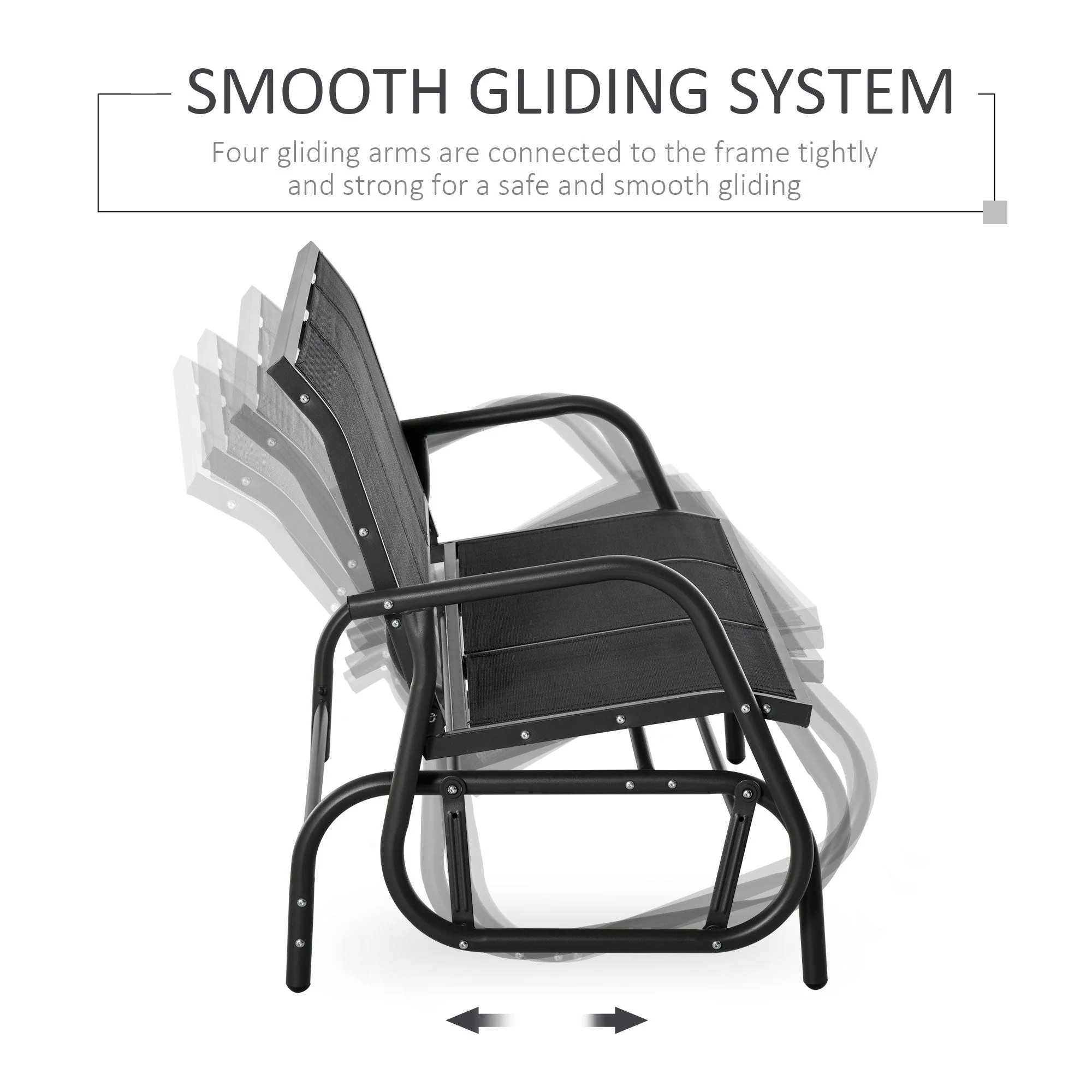 Outsunny 3-Seat Glider Rocking Chair For 3 People Garden Bench Patio Furniture Metal Frame - Image 5