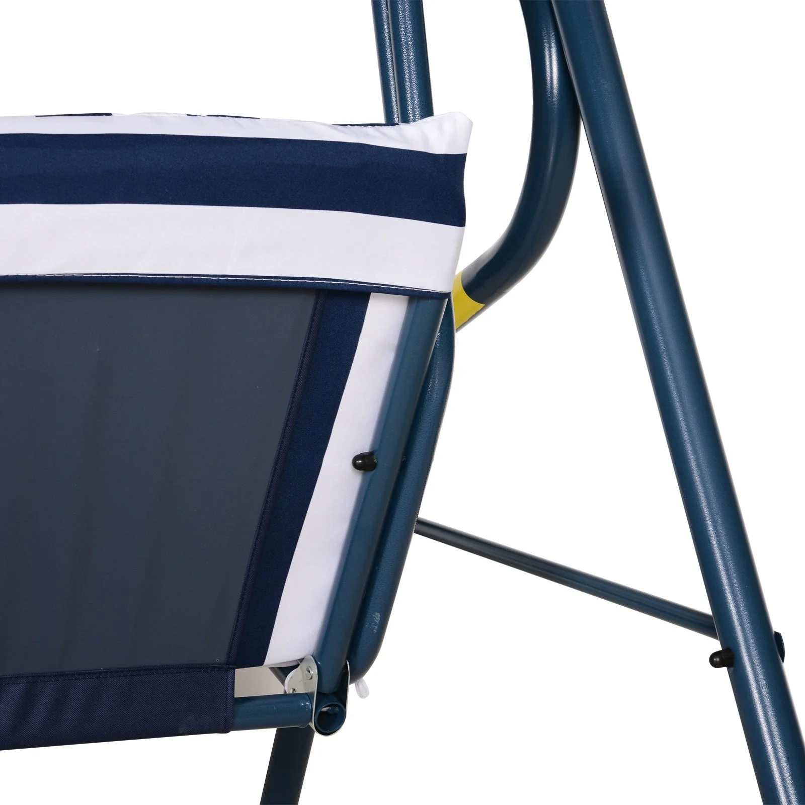 Outsunny 3 Seater Canopy Swing Chair Outdoor Garden Bench With Adjustable Canopy And Metal Frame - Blue Stripes - Image 8