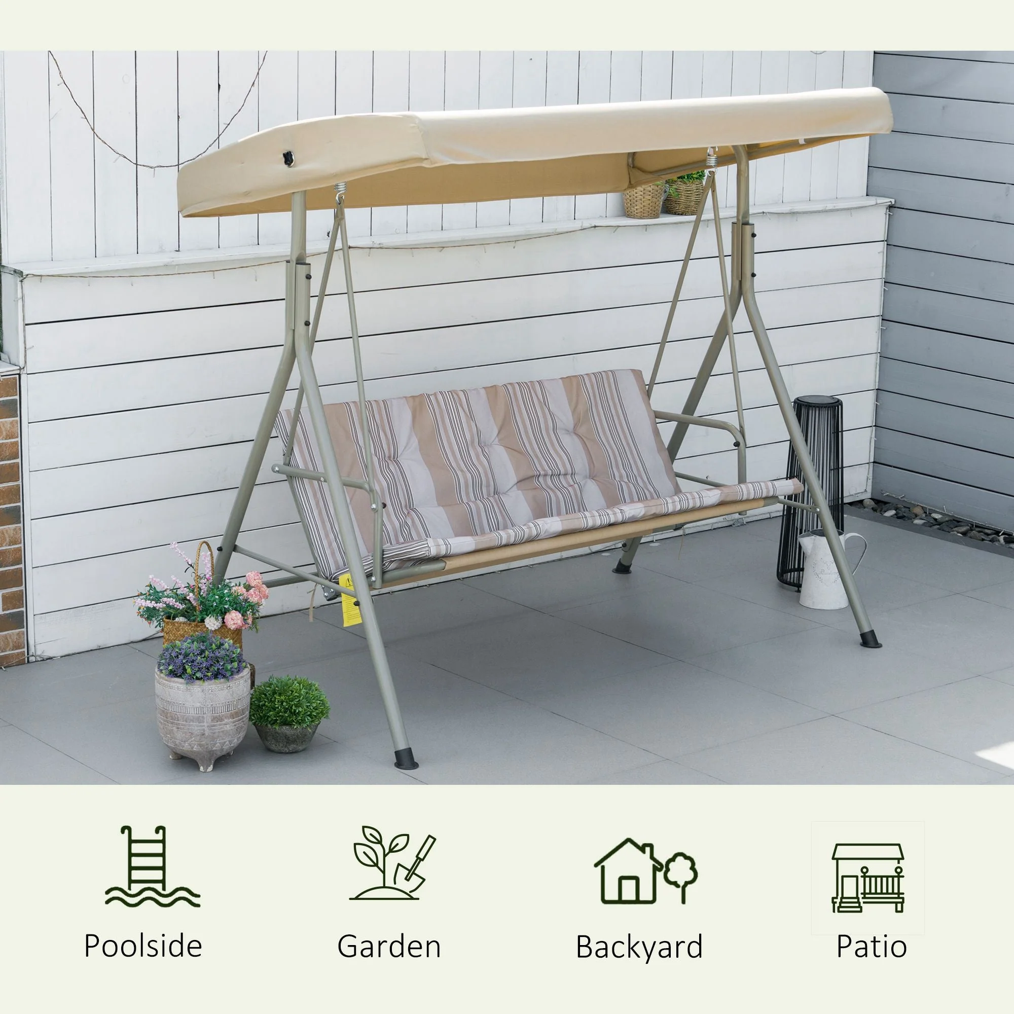 Outsunny 3 Seater Garden Swing Chair - Image 6