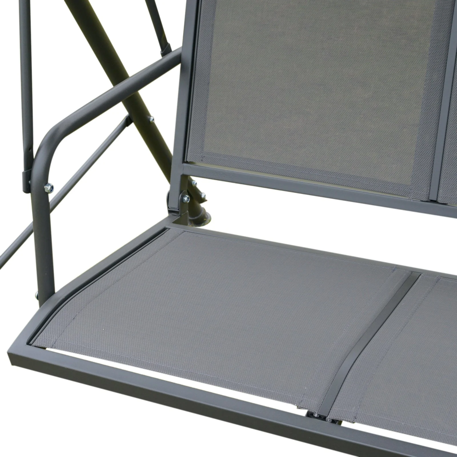 Outsunny 3 Seater Swing Chair Garden Swing Bench Outdoor Hammock With Adjustable Canopy Steel Frame Grey - Image 8