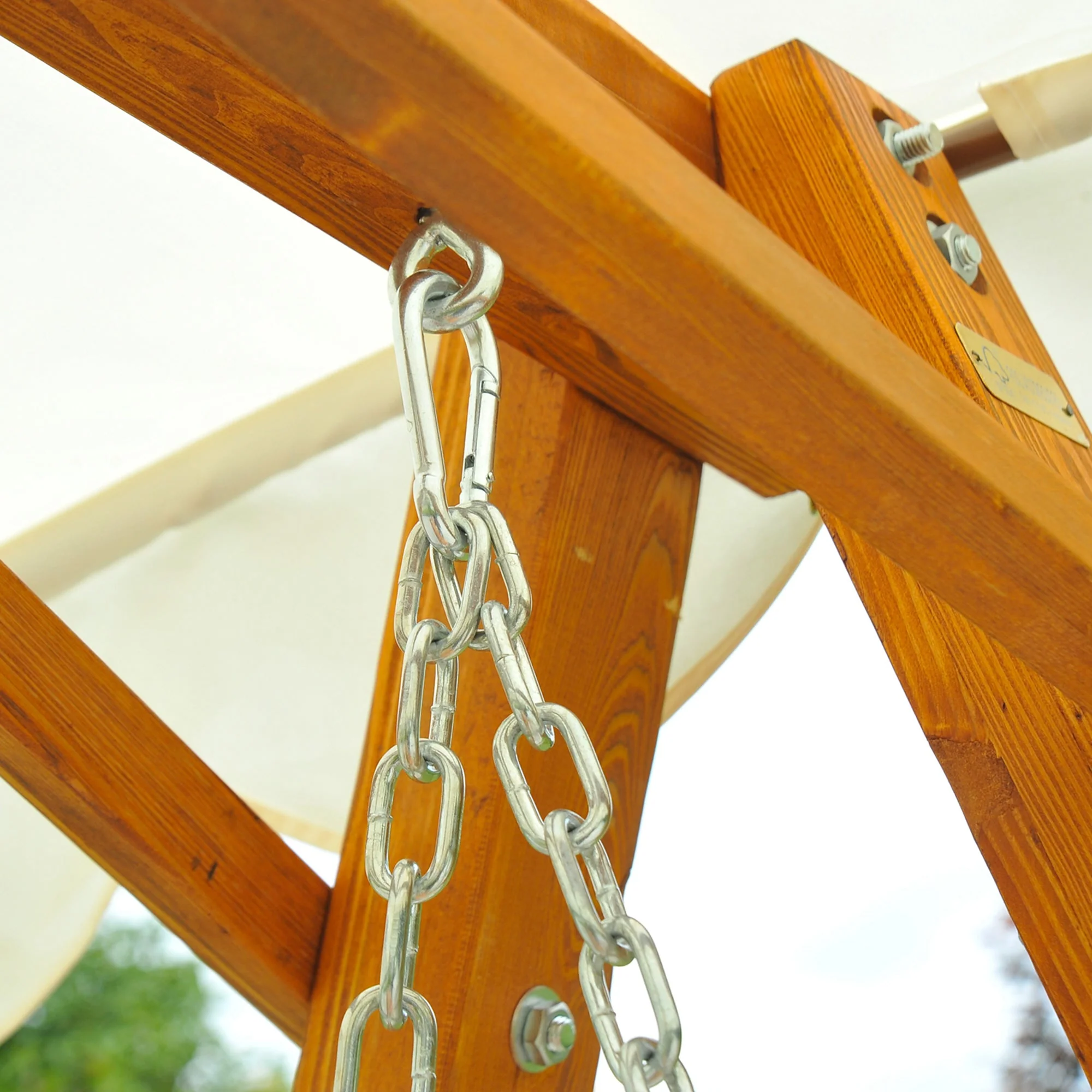 Outsunny 3 Seater Wooden Garden Swing Seat Canopy Swing Chair Outdoor Hammock Bench - Image 9