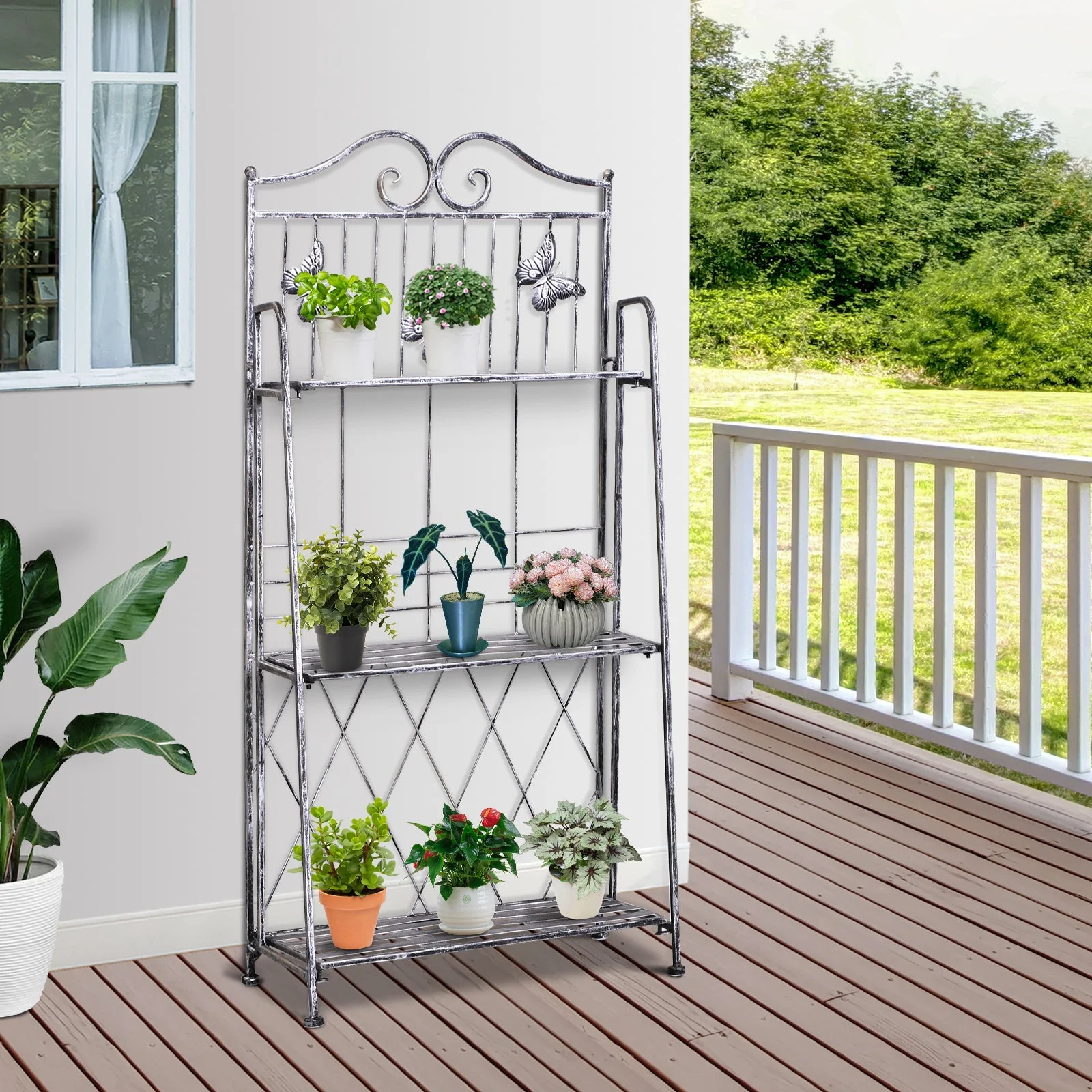 Outsunny 3-Tier Metal Plant Stand - Image 2