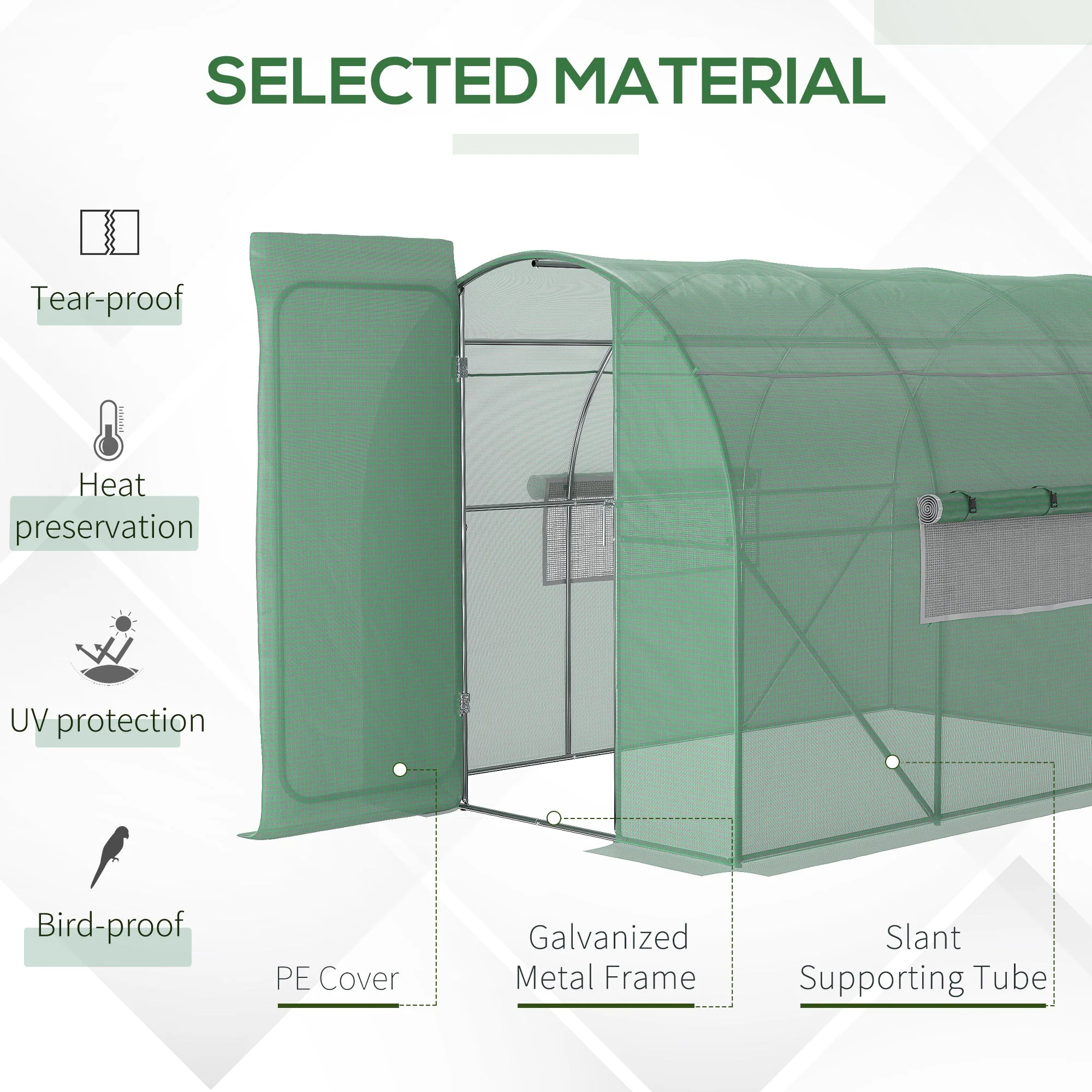 Outsunny 3 X 2M Walk-In Greenhouse With Metal Frame And Door - Image 4