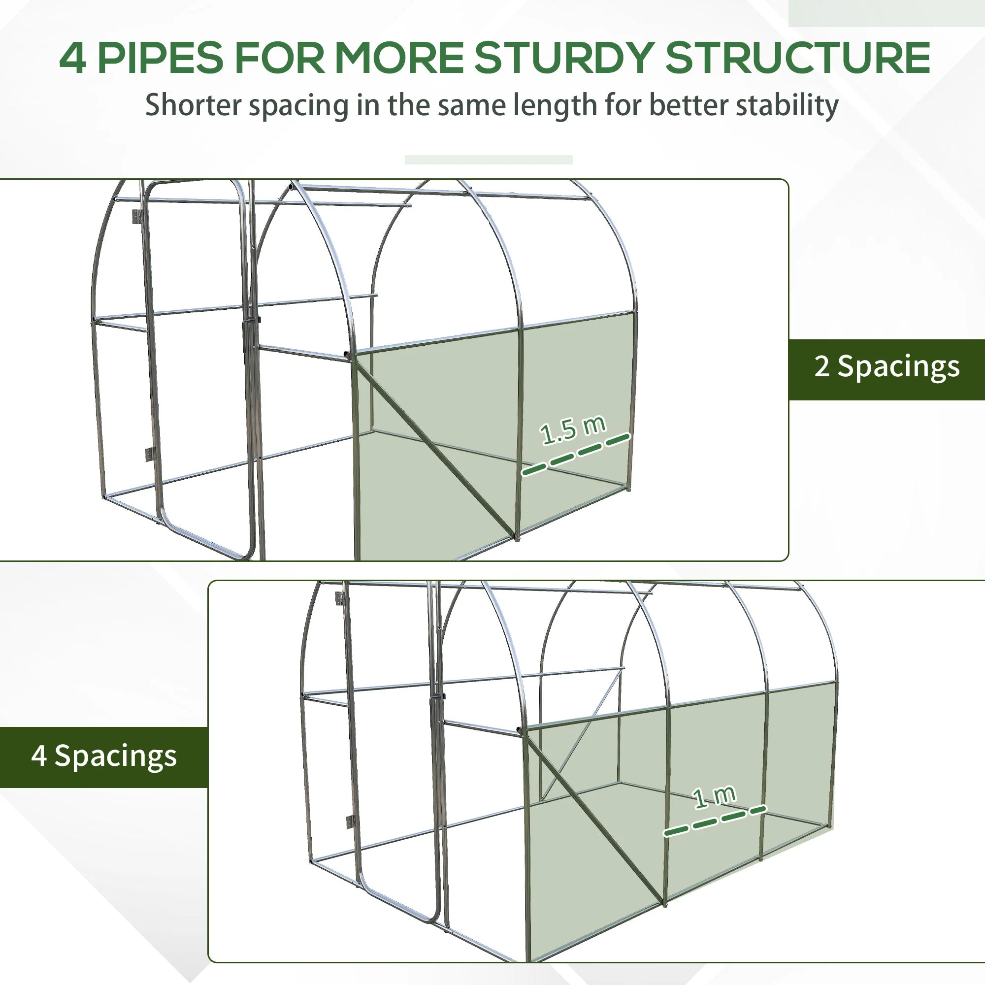 Outsunny 3 X 2M Walk-In Greenhouse With Metal Frame And Door - Image 8