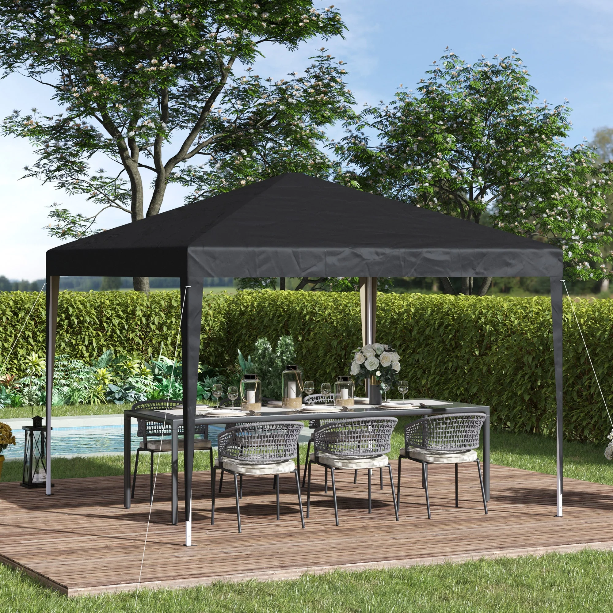 Outsunny 3 x 3 meter Garden Heavy Duty Pop Up Gazebo Marquee Party Tent Folding Wedding Canopy-Black - Image 2