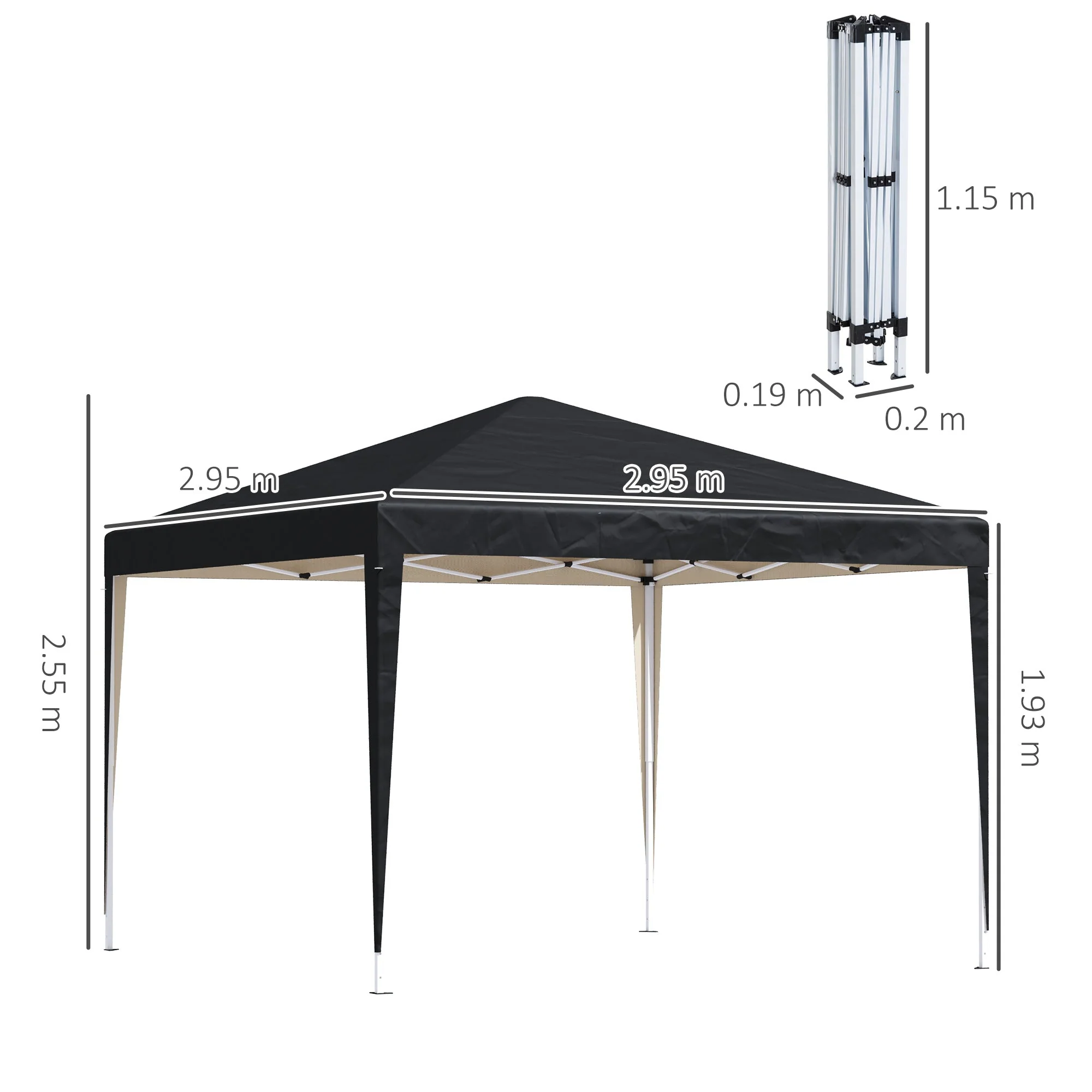 Outsunny 3 x 3 meter Garden Heavy Duty Pop Up Gazebo Marquee Party Tent Folding Wedding Canopy-Black - Image 3