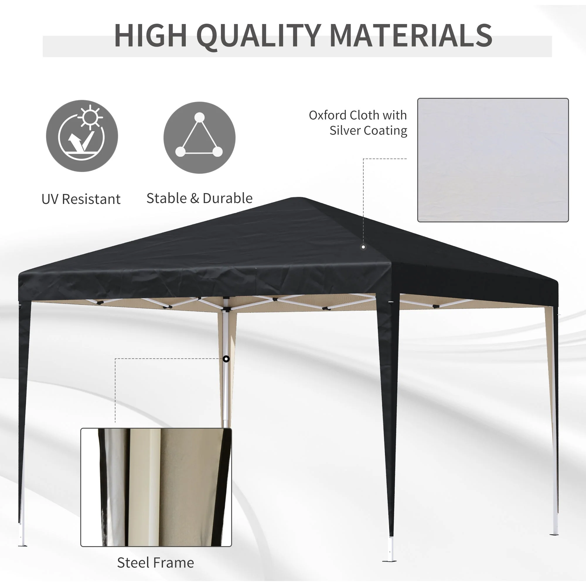 Outsunny 3 x 3 meter Garden Heavy Duty Pop Up Gazebo Marquee Party Tent Folding Wedding Canopy-Black - Image 4