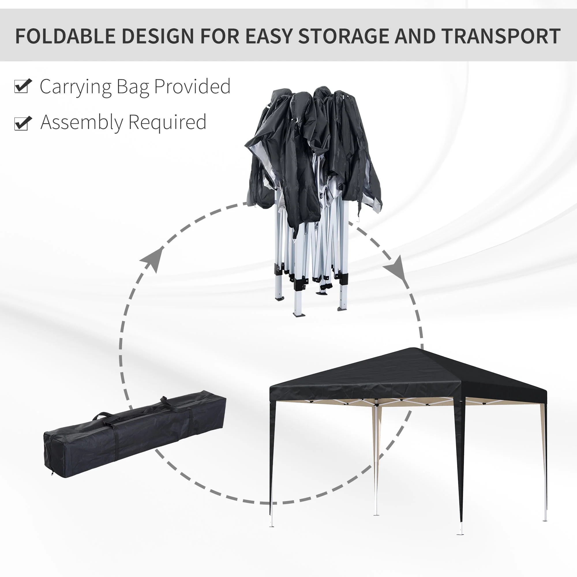 Outsunny 3 x 3 meter Garden Heavy Duty Pop Up Gazebo Marquee Party Tent Folding Wedding Canopy-Black - Image 5