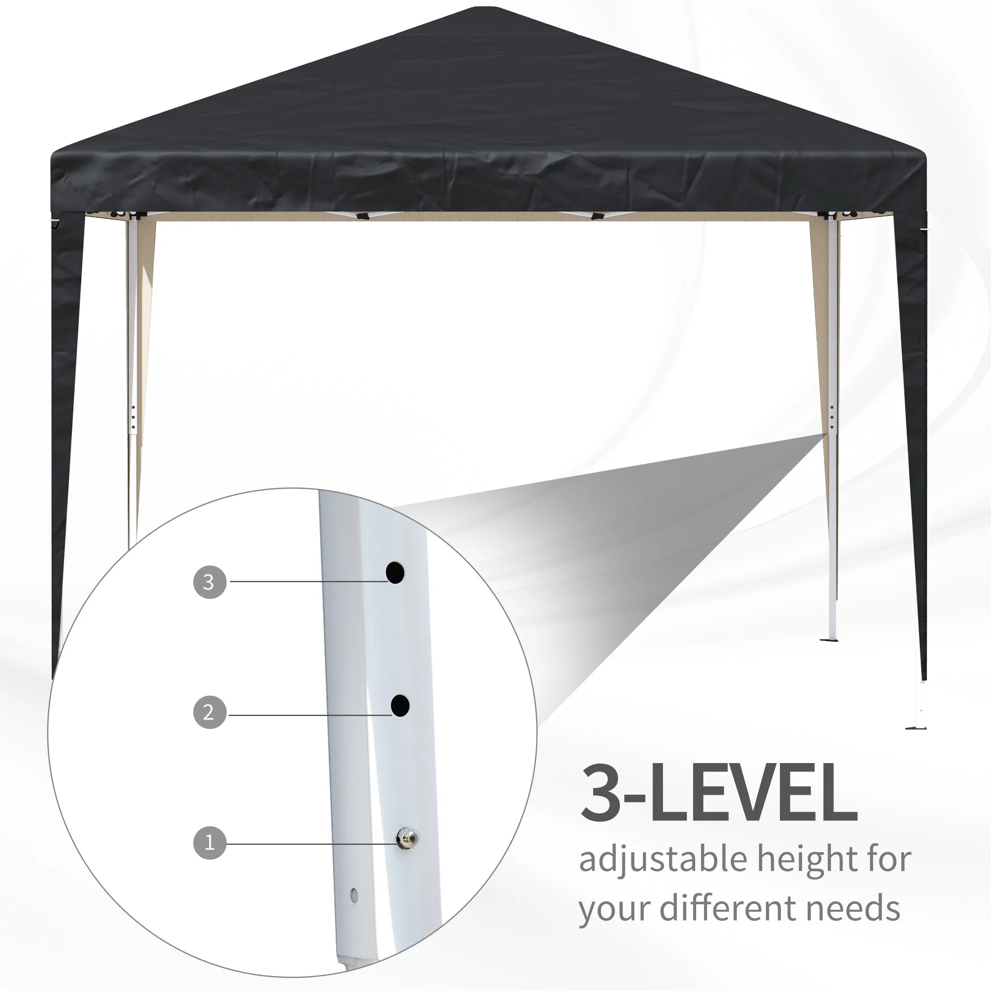 Outsunny 3 x 3 meter Garden Heavy Duty Pop Up Gazebo Marquee Party Tent Folding Wedding Canopy-Black - Image 6