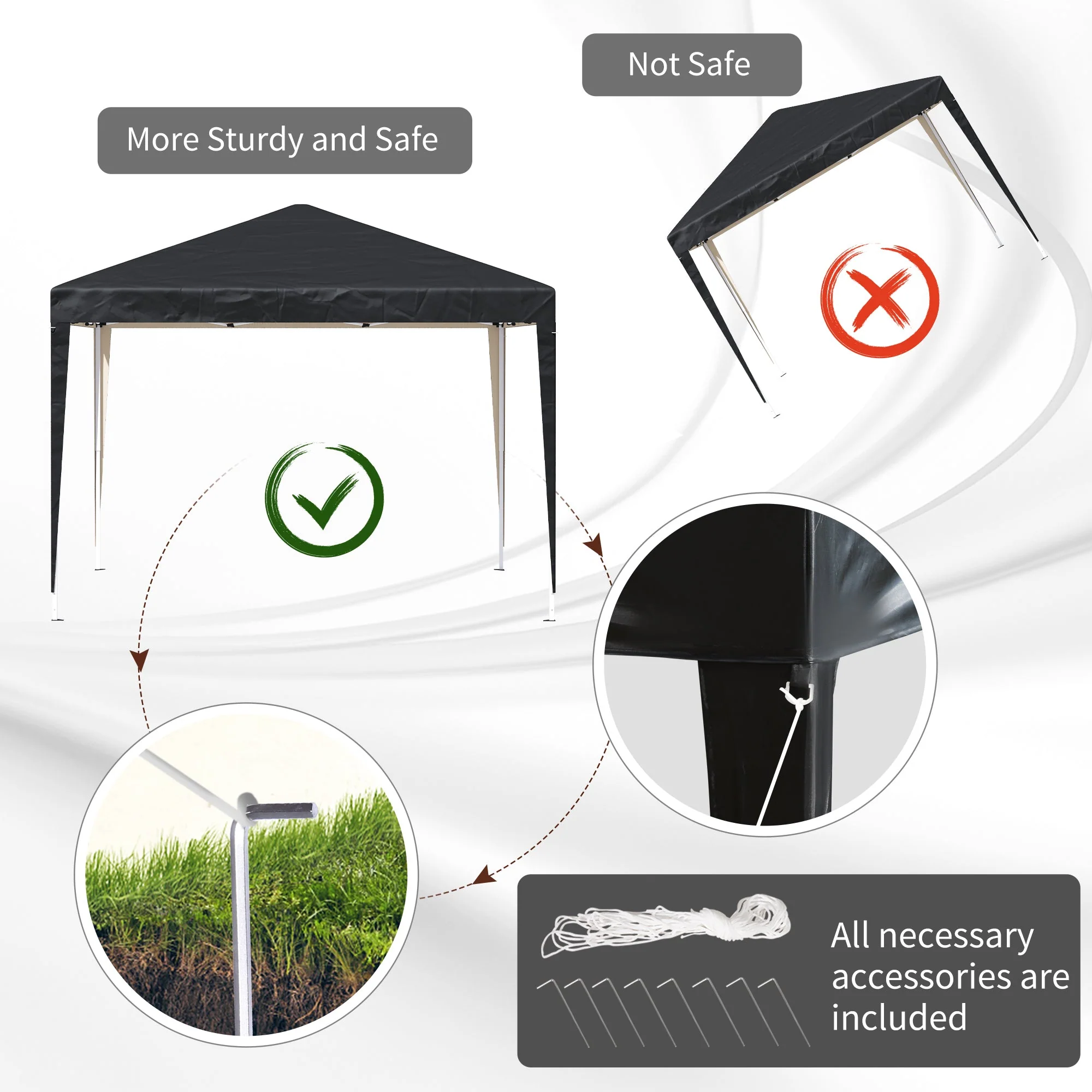Outsunny 3 x 3 meter Garden Heavy Duty Pop Up Gazebo Marquee Party Tent Folding Wedding Canopy-Black - Image 7
