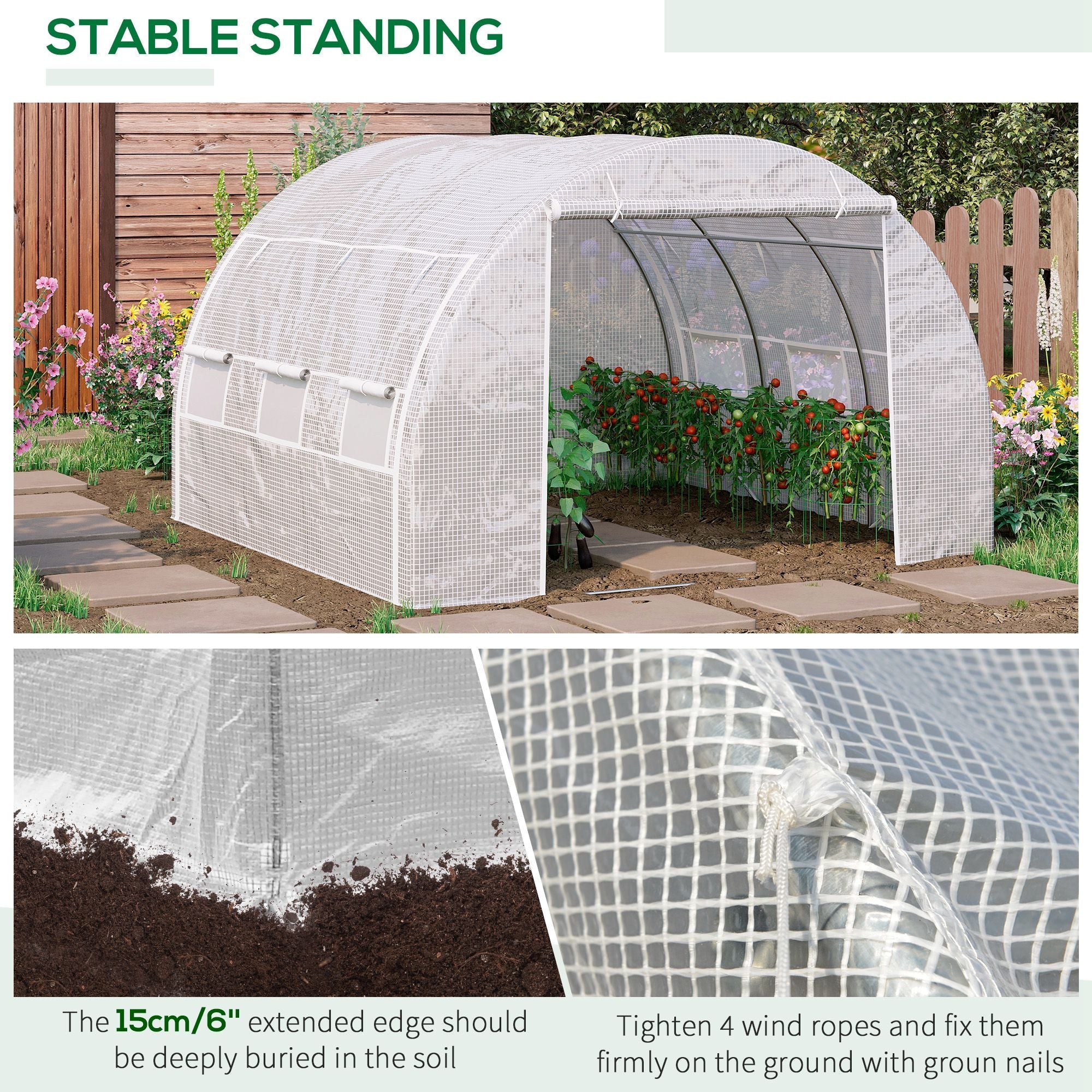 Outsunny 3 X 3 X 2 M Polytunnel Greenhouse - Image 6