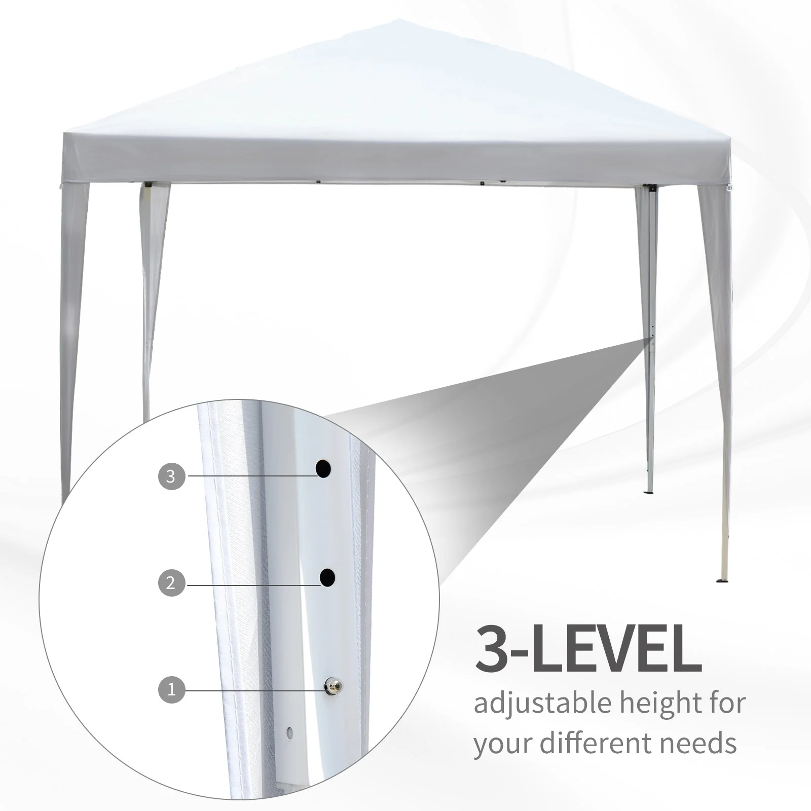 Outsunny 3 X 3M Garden Pop Up Gazebo Height Adjustable Marquee Party Tent Wedding Canopy With Carrying Bag White - Image 7