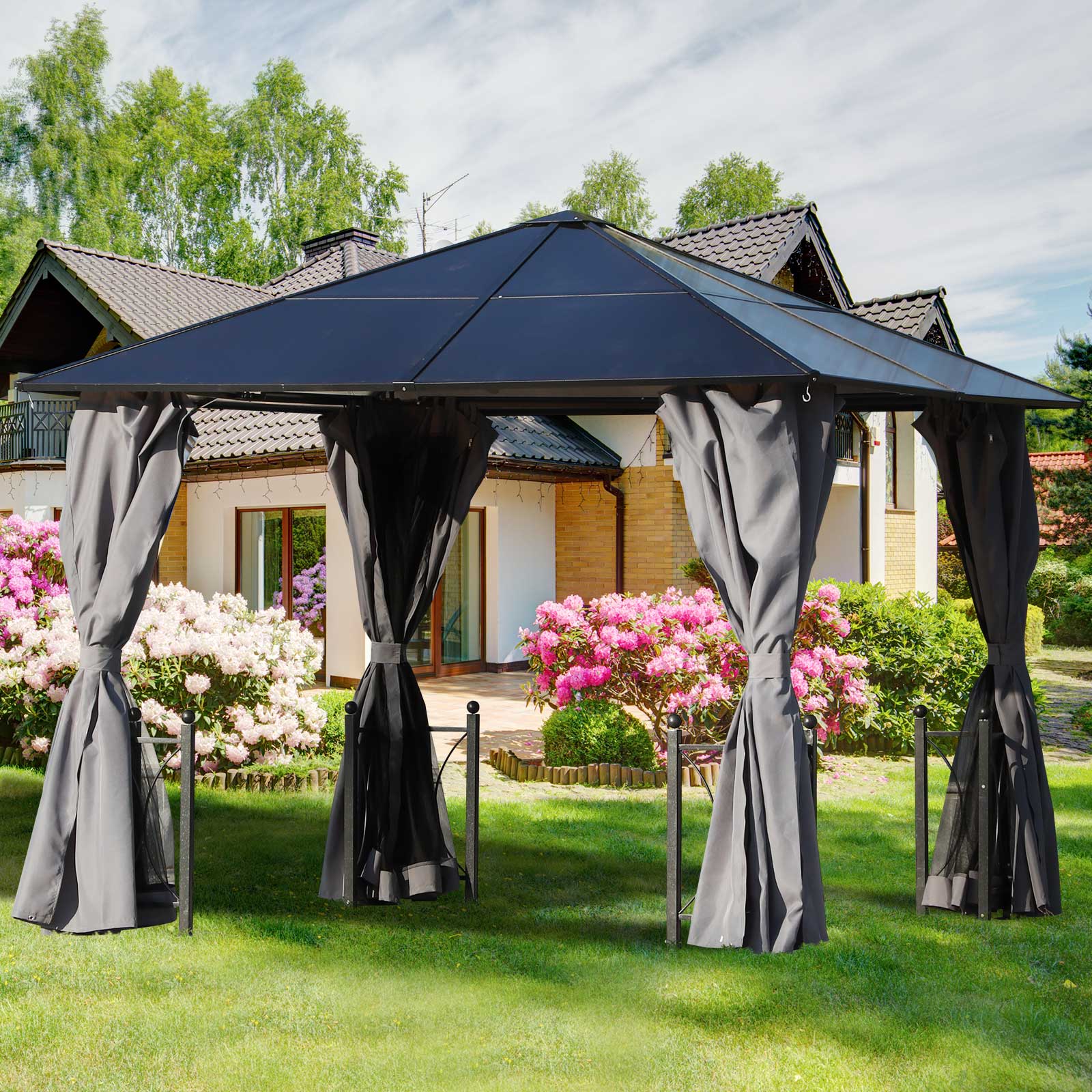Outsunny 3 x 3(m) Hardtop Gazebo Canopy with Polycarbonate Roof - Image 2