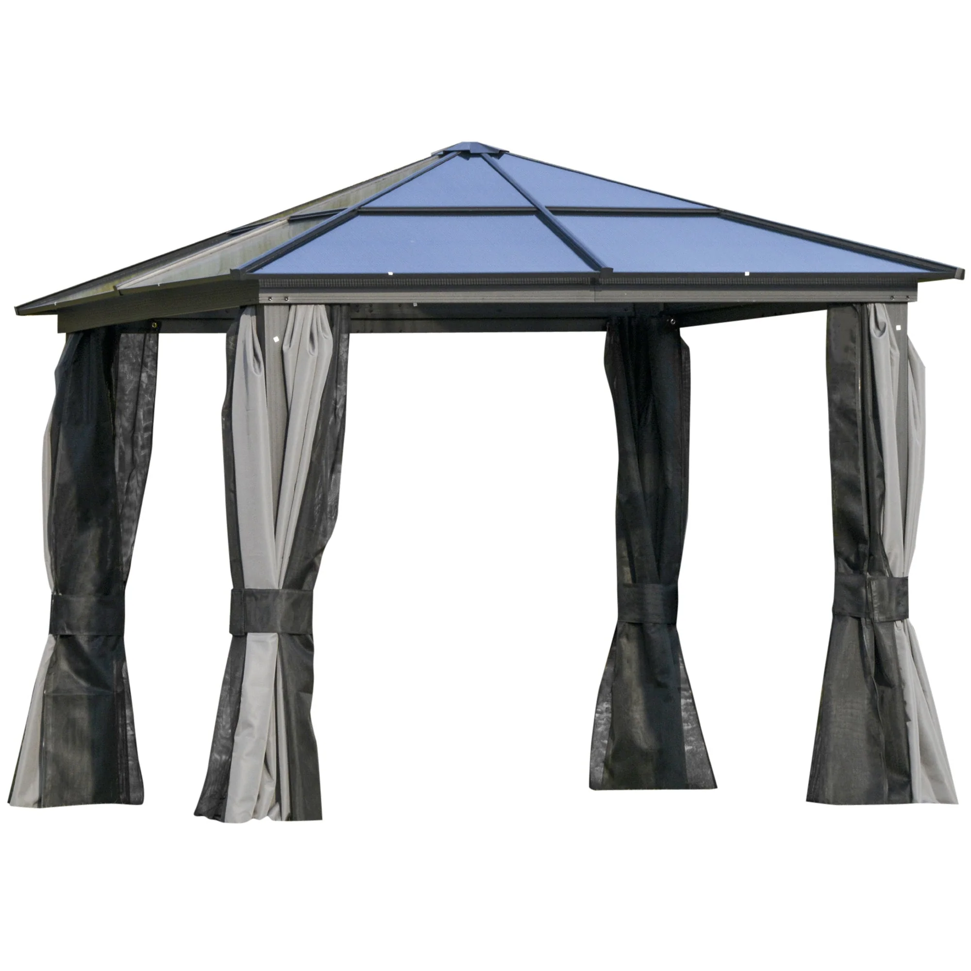 Outsunny 3 x 3(m) Hardtop Gazebo with UV Resistant Polycarbonate Roof & Aluminium Frame - Image 2