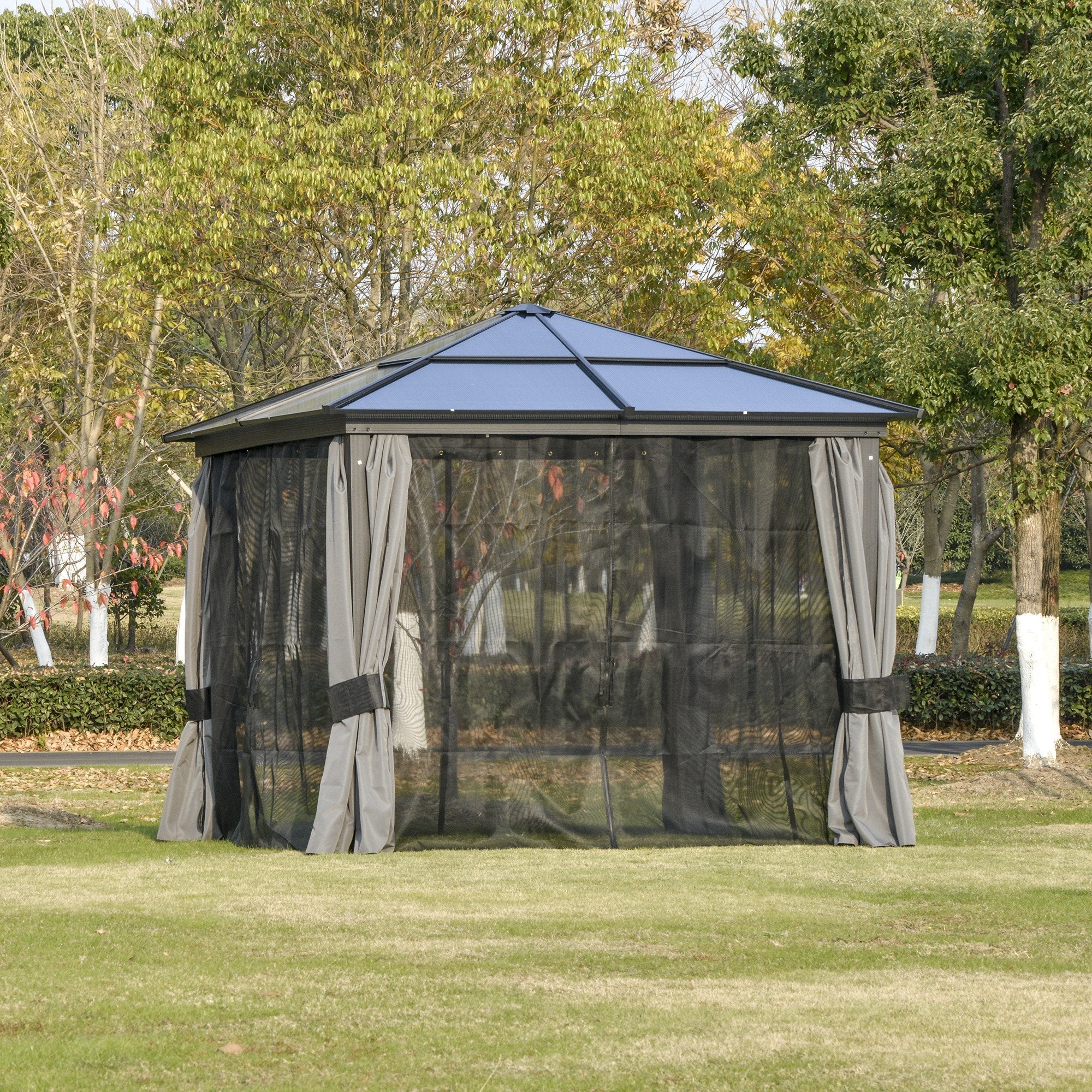 Outsunny 3 x 3(m) Hardtop Gazebo with UV Resistant Polycarbonate Roof & Aluminium Frame - Image 9