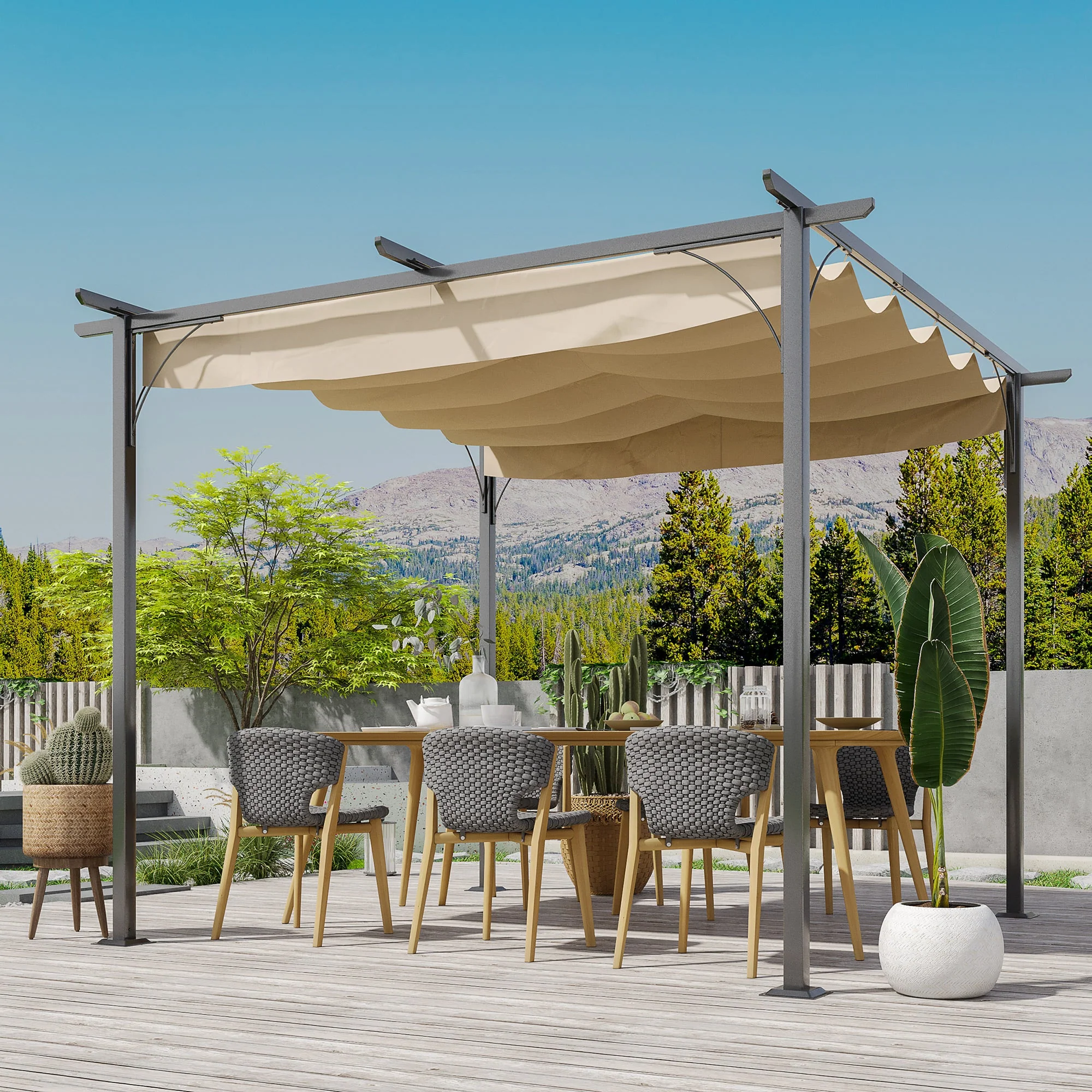 3 X 3M Metal Pergola With Retractable Roof - Image 2