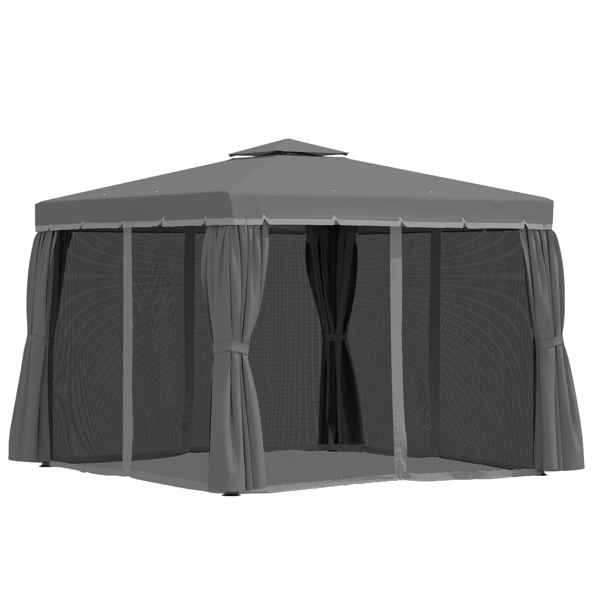 Outsunny 3 x 3M Patio Gazebo Canopy Garden Pavilion Tent Shelter Marquee with 2 Tier Water Repellent Roof - Image 7