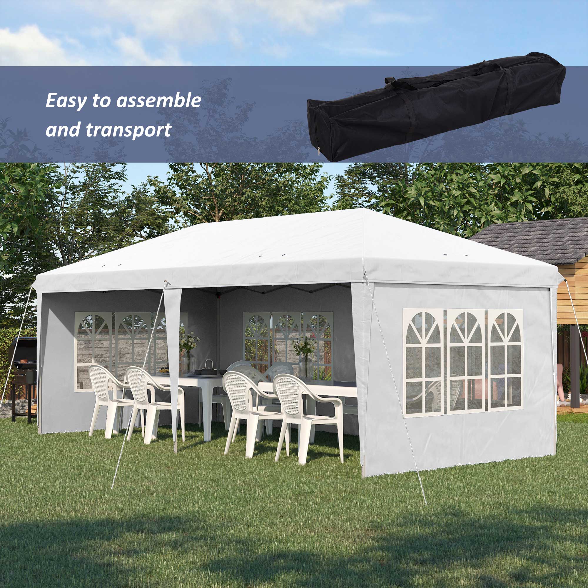 Outsunny 3 x 6m Half-Open Garden Gazebo - Image 3