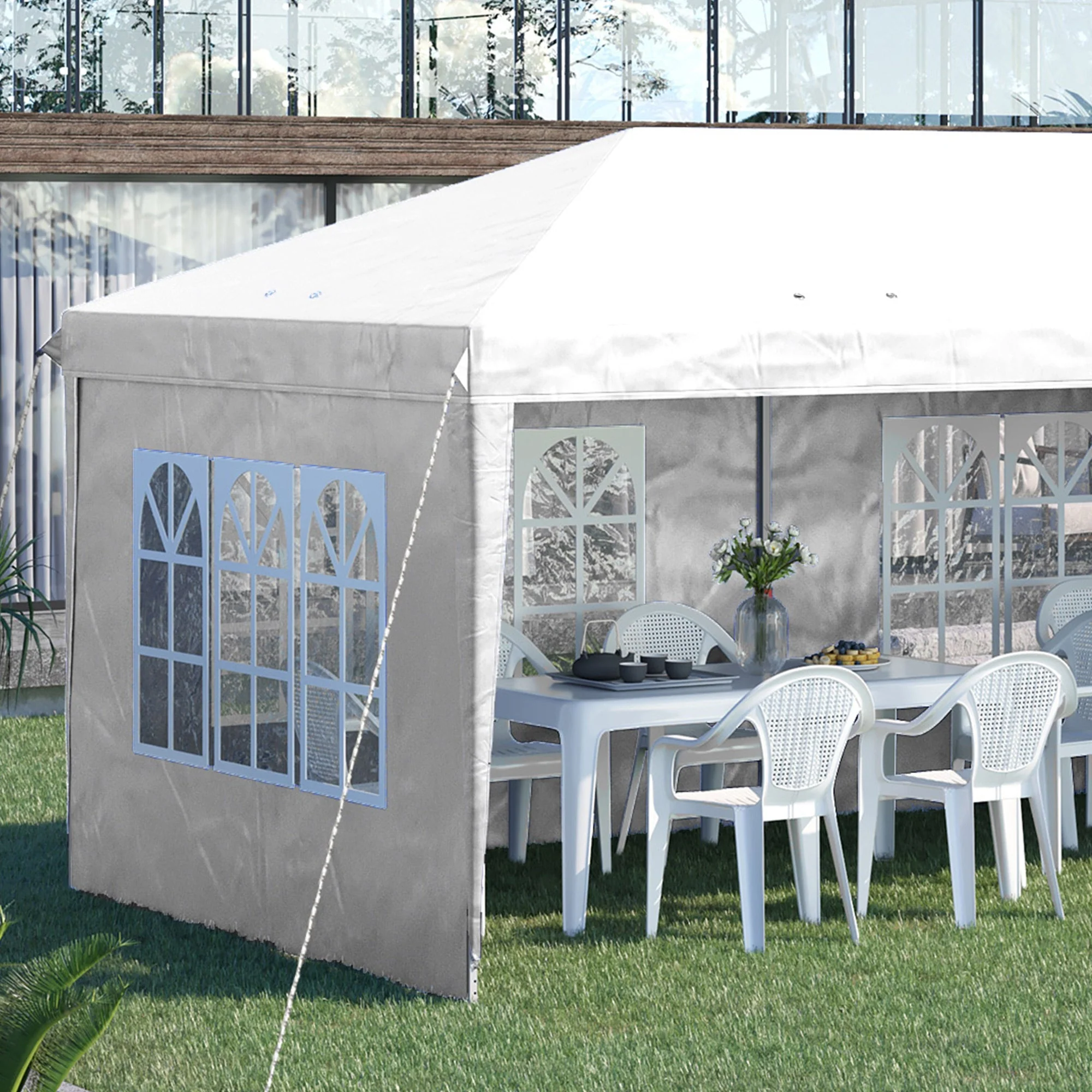 Outsunny 3 x 6m Half-Open Garden Gazebo - Image 7