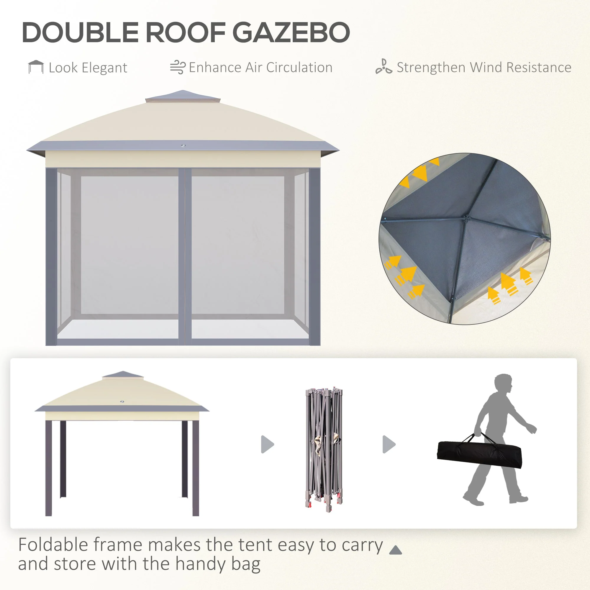 Outsunny 330cm x 330cm Pop Up Canopy - Image 4