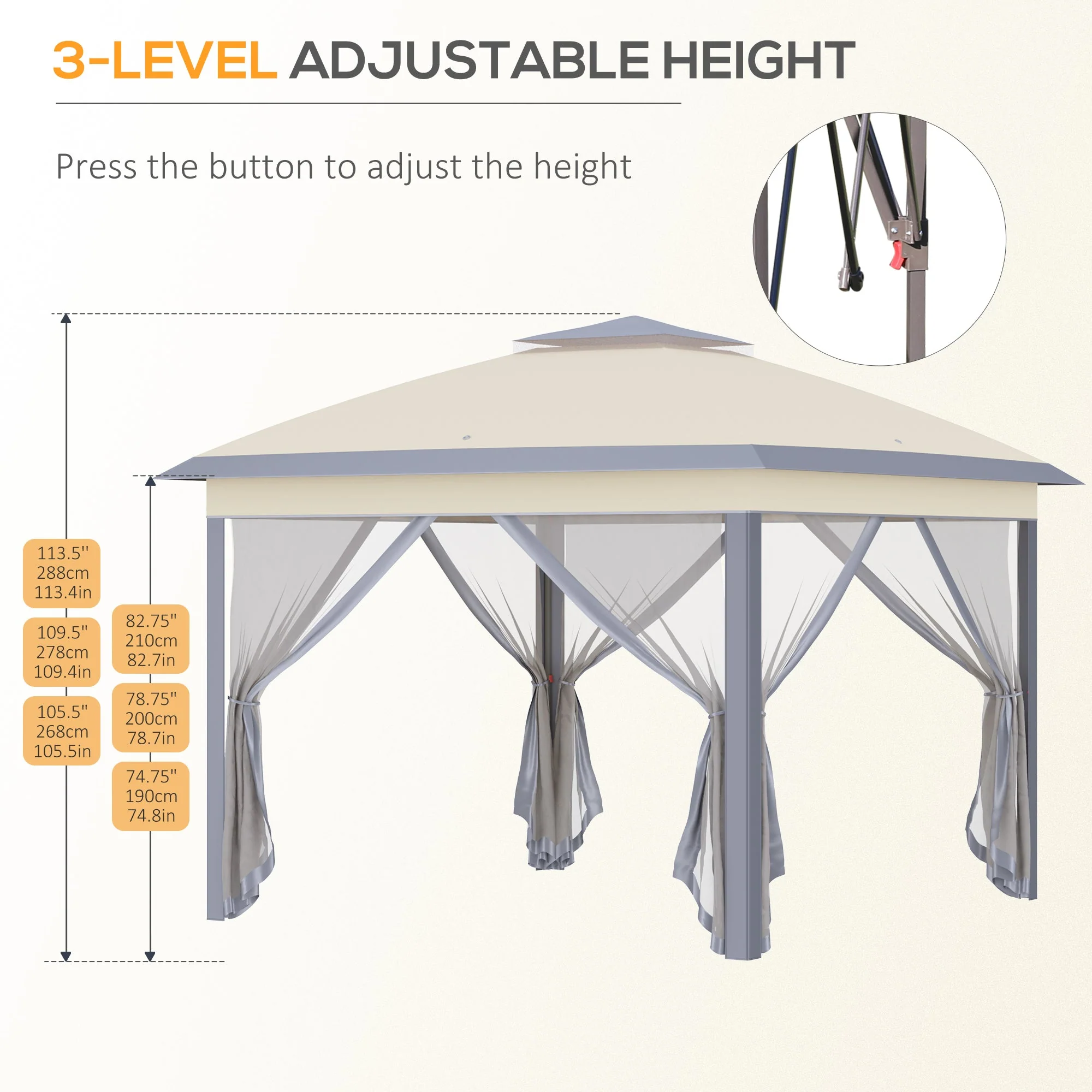 Outsunny 330cm x 330cm Pop Up Canopy - Image 6