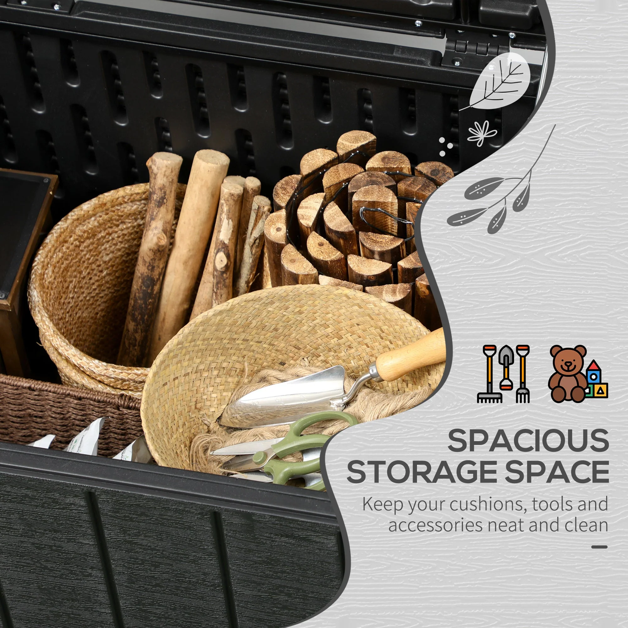 Outsunny 336 Litre Extra Large Outdoor Garden Storage Box - Image 3