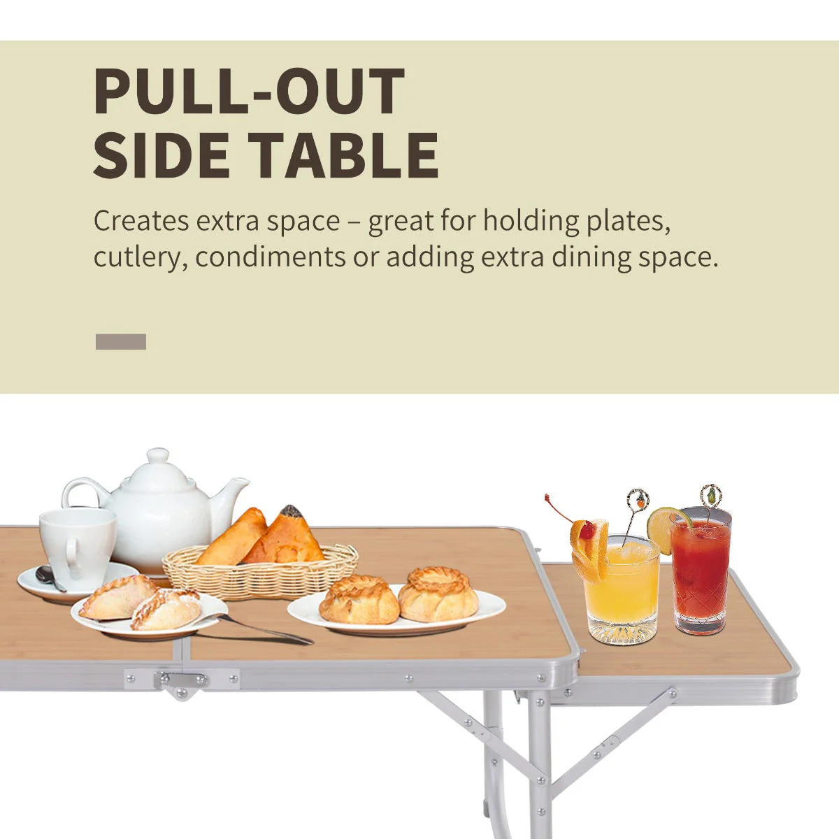 Outsunny 3ft Aluminium Medium-density fibreboard-Top Folding Picnic Table Portable Camping Table - Image 5