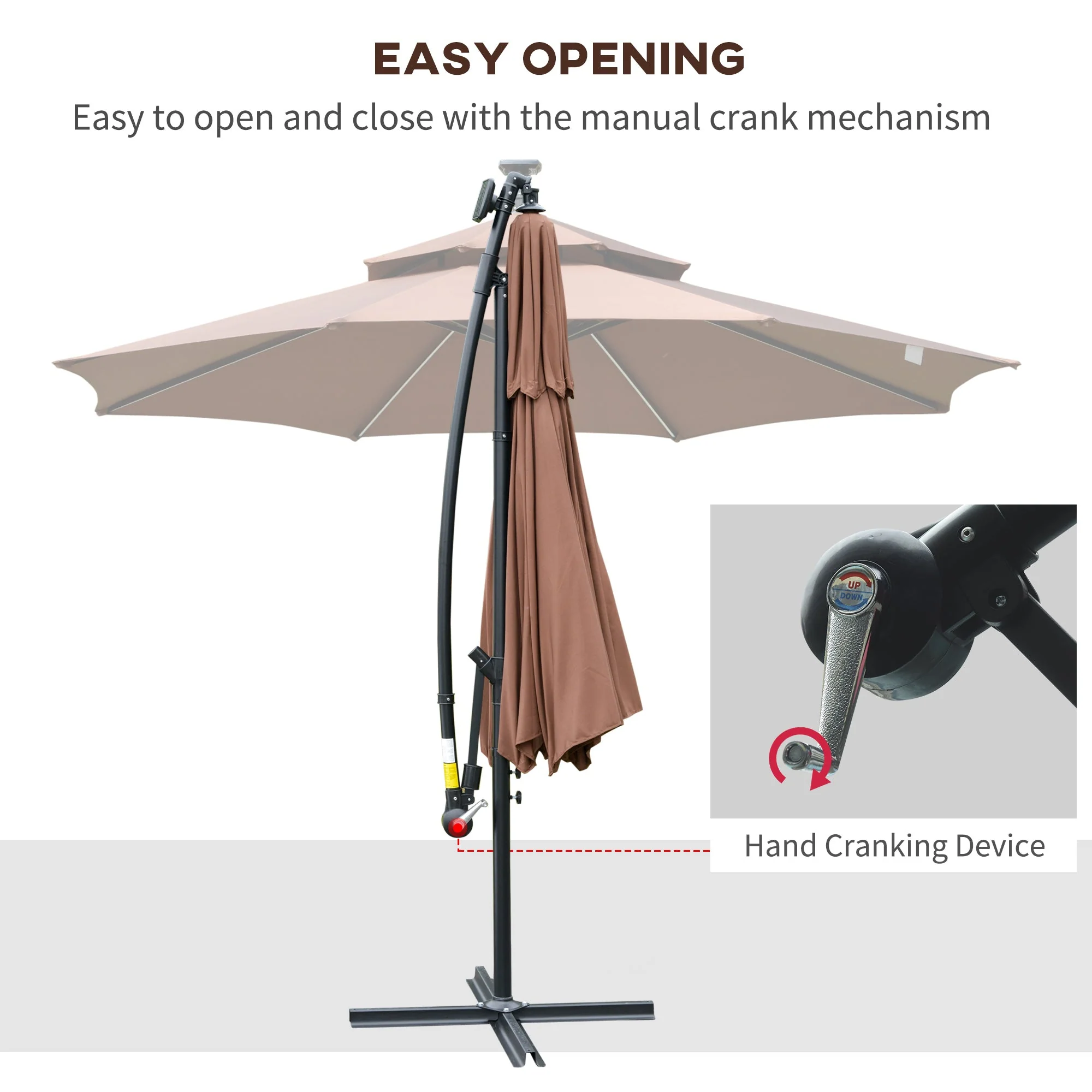 Outsunny 3(M) Cantilever Banana Parasol Hanging Umbrella With Double Roof - Image 5