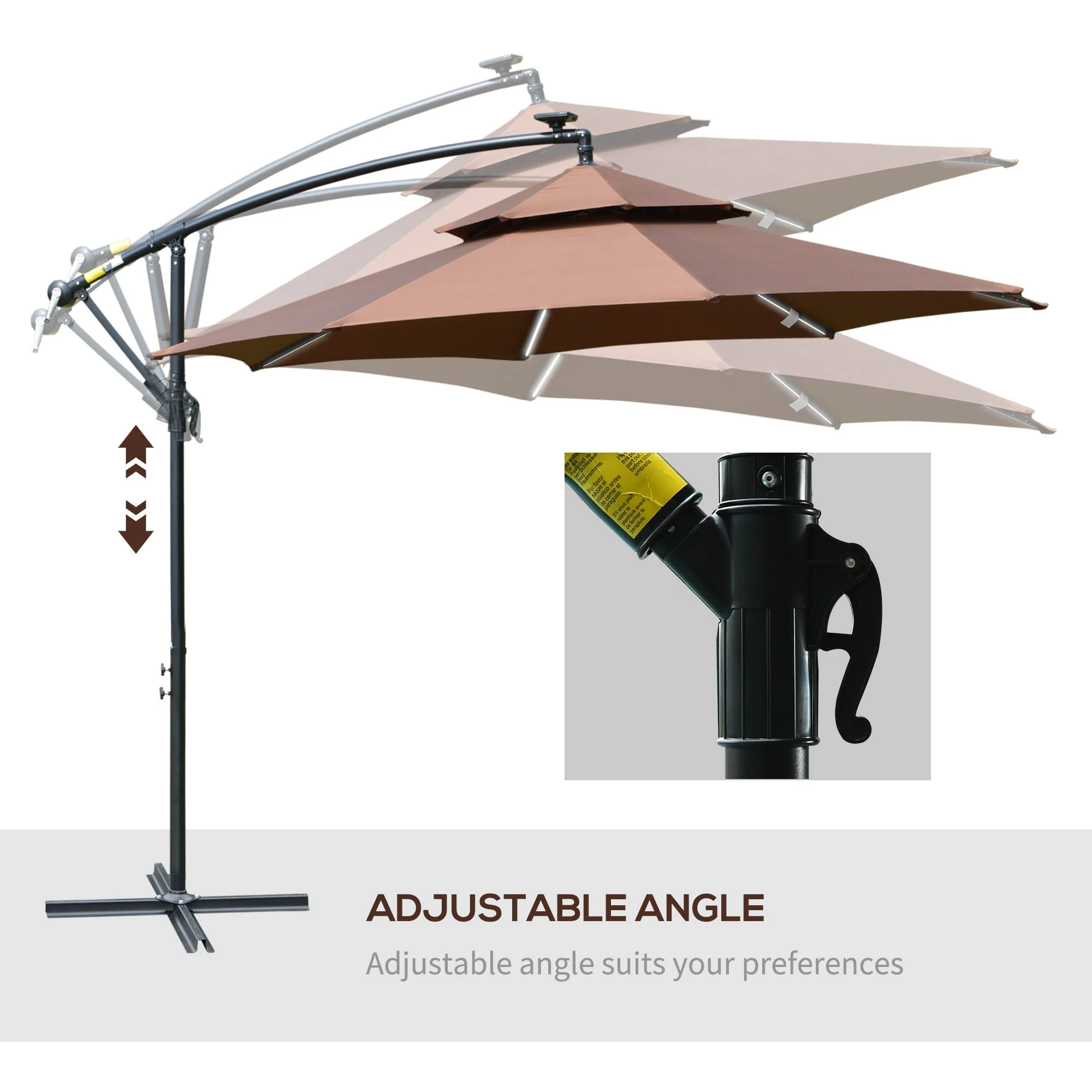 Outsunny 3(M) Cantilever Banana Parasol Hanging Umbrella With Double Roof - Image 6