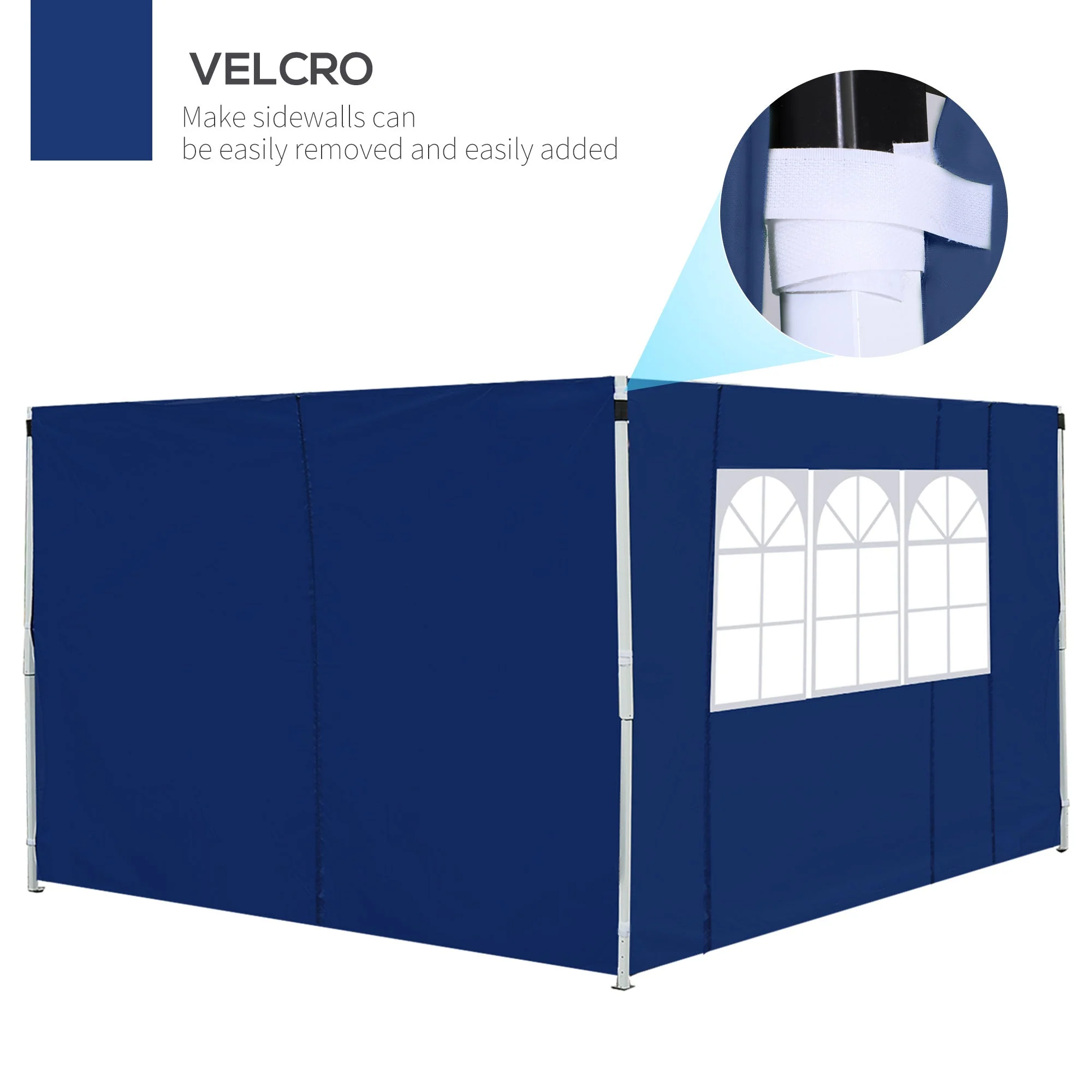 Outsunny 3M Gazebo Exchangeable Side Panel Panels With Window-Blue - Image 5