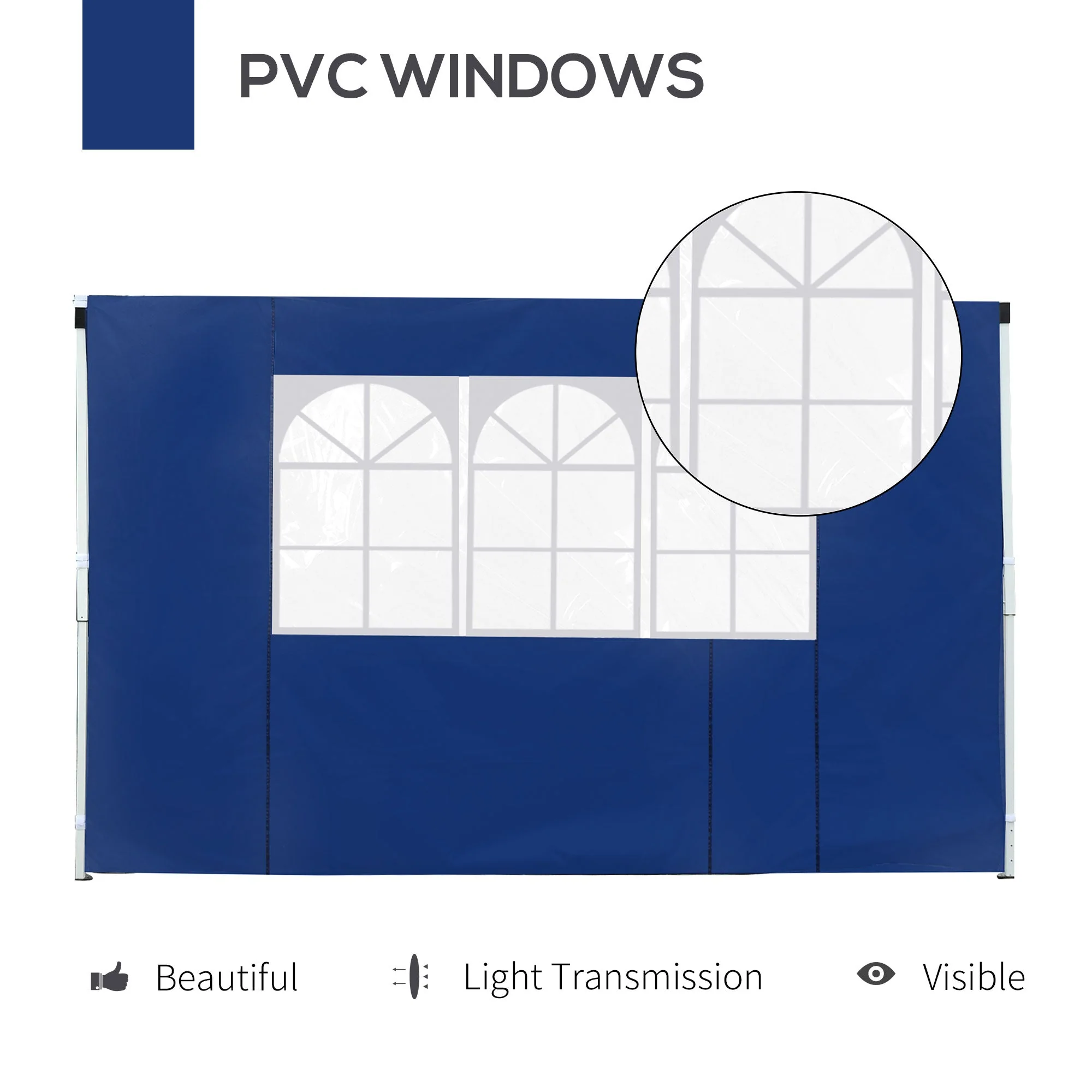 Outsunny 3M Gazebo Exchangeable Side Panel Panels With Window-Blue - Image 6