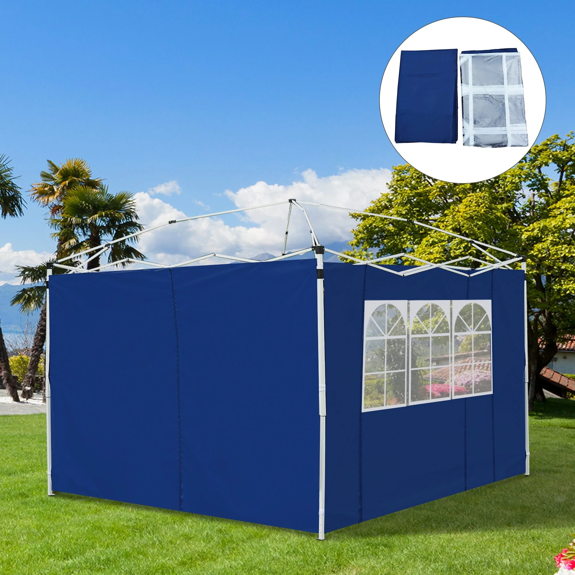Outsunny 3M Gazebo Exchangeable Side Panel Panels With Window-Blue - Image 9
