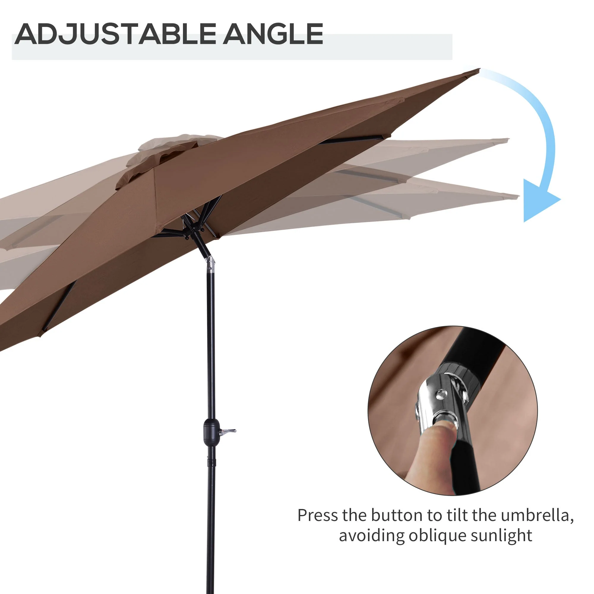 Outsunny 3(M) Tilting Parasol Garden Umbrellas - Image 4