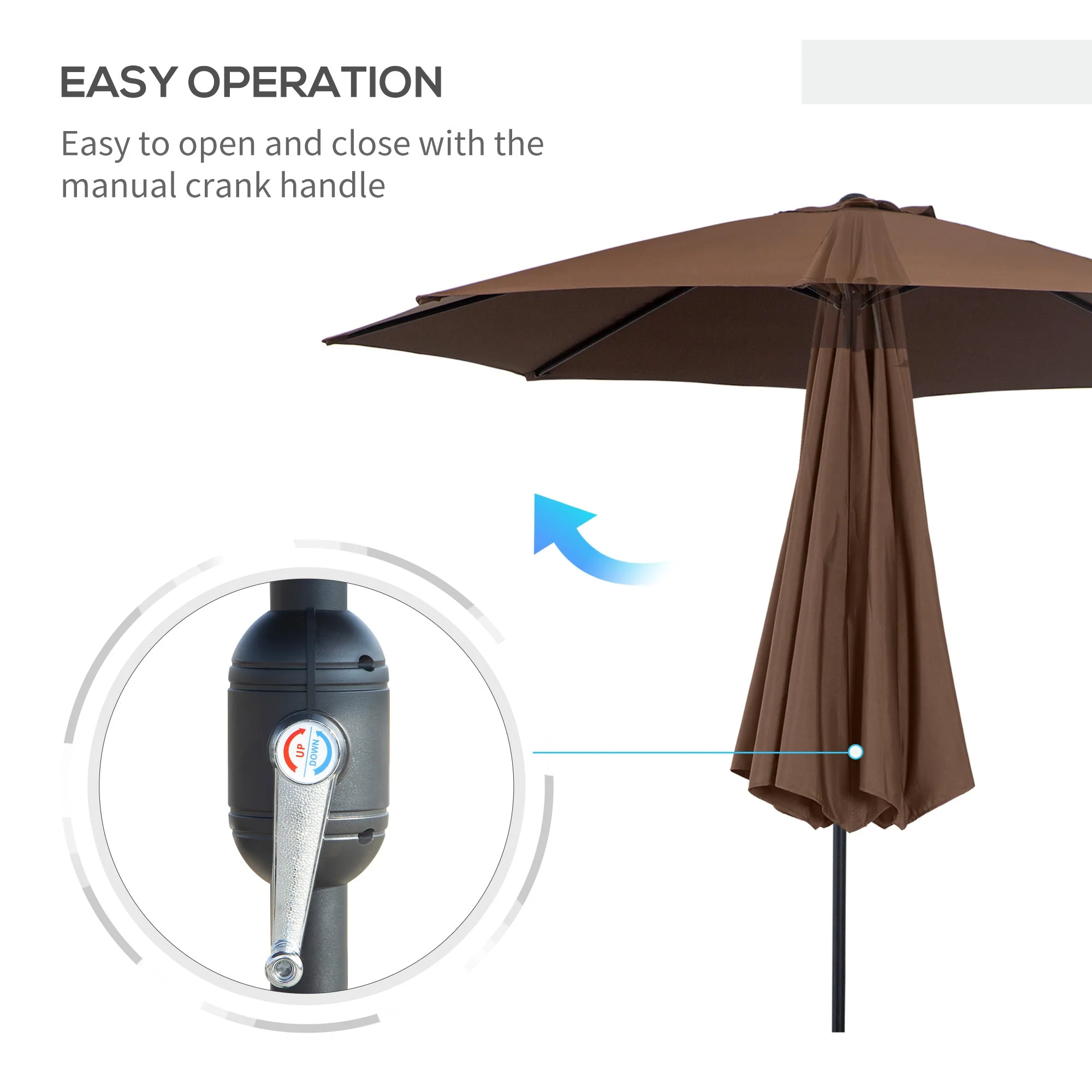 Outsunny 3(M) Tilting Parasol Garden Umbrellas - Image 5