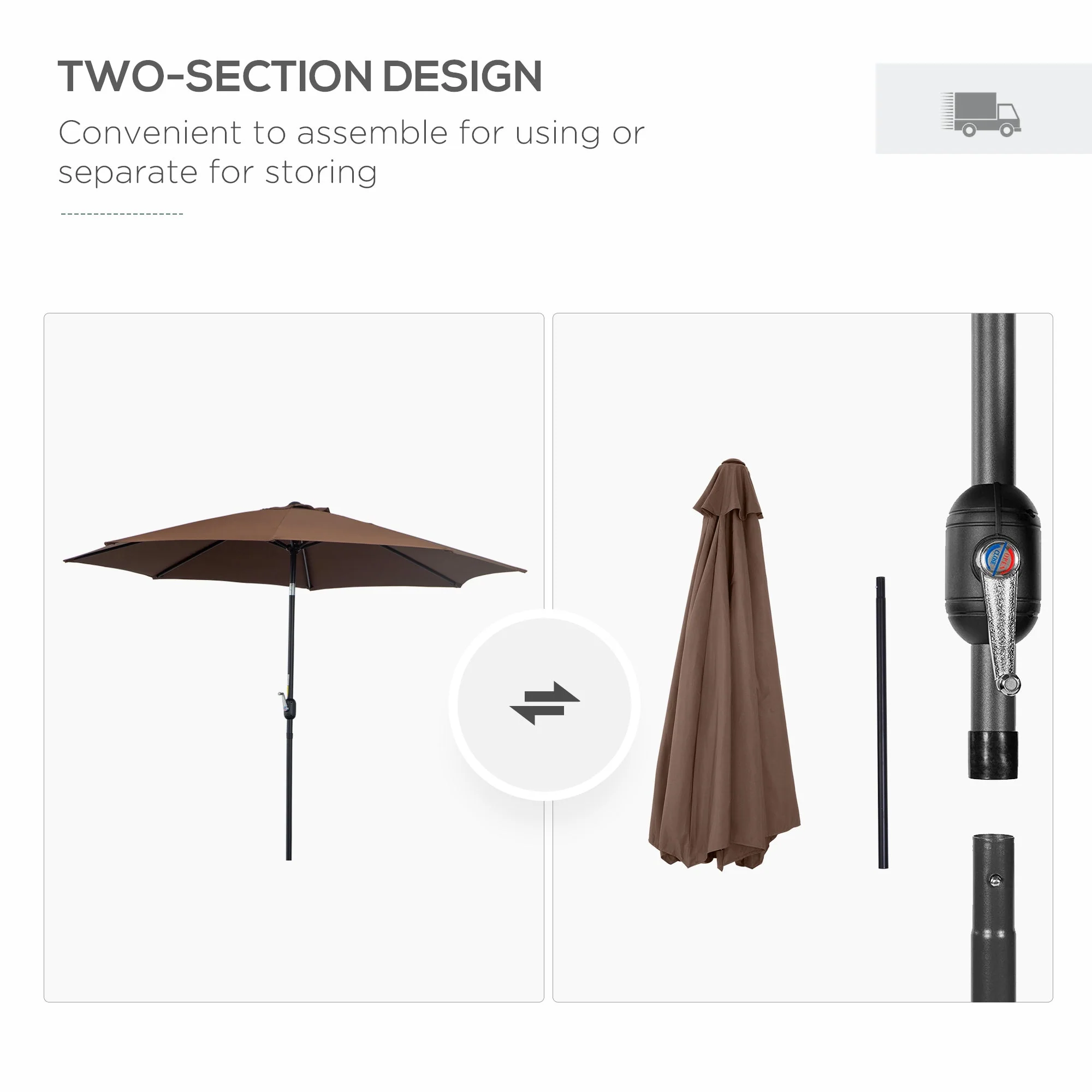 Outsunny 3(M) Tilting Parasol Garden Umbrellas - Image 6