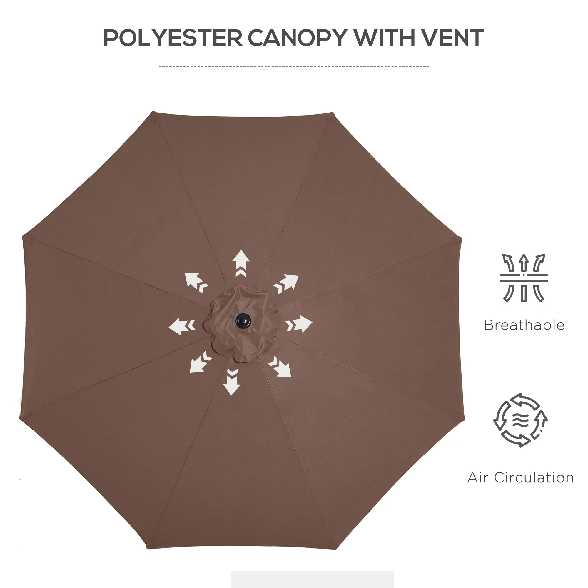Outsunny 3(M) Tilting Parasol Garden Umbrellas - Image 7