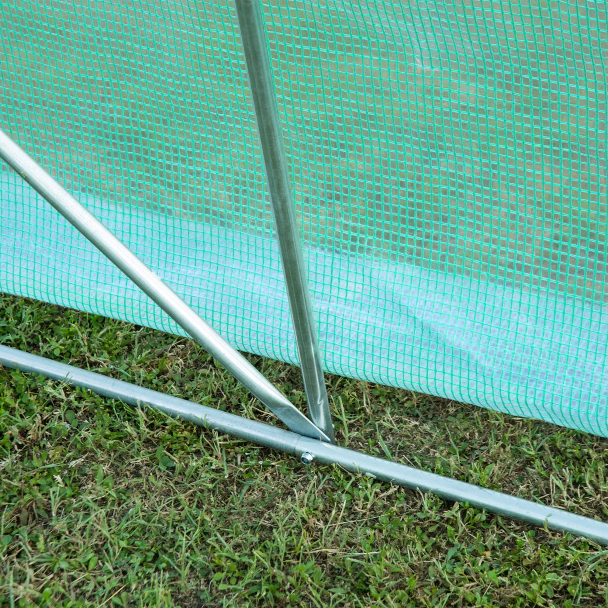 Outsunny 3x2 m Polytunnel Walk-in Greenhouse with Zip Door and Windows-Green - Image 8