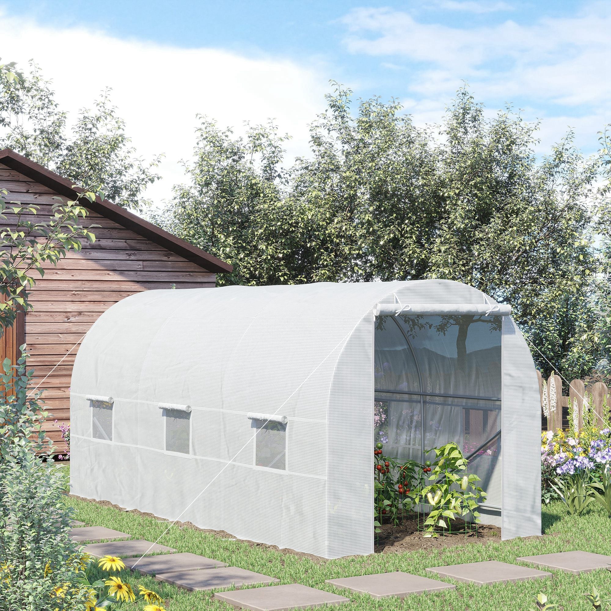 Outsunny 4.5Lx2Wx2H M Walk-In Greenhouse-White - Image 2