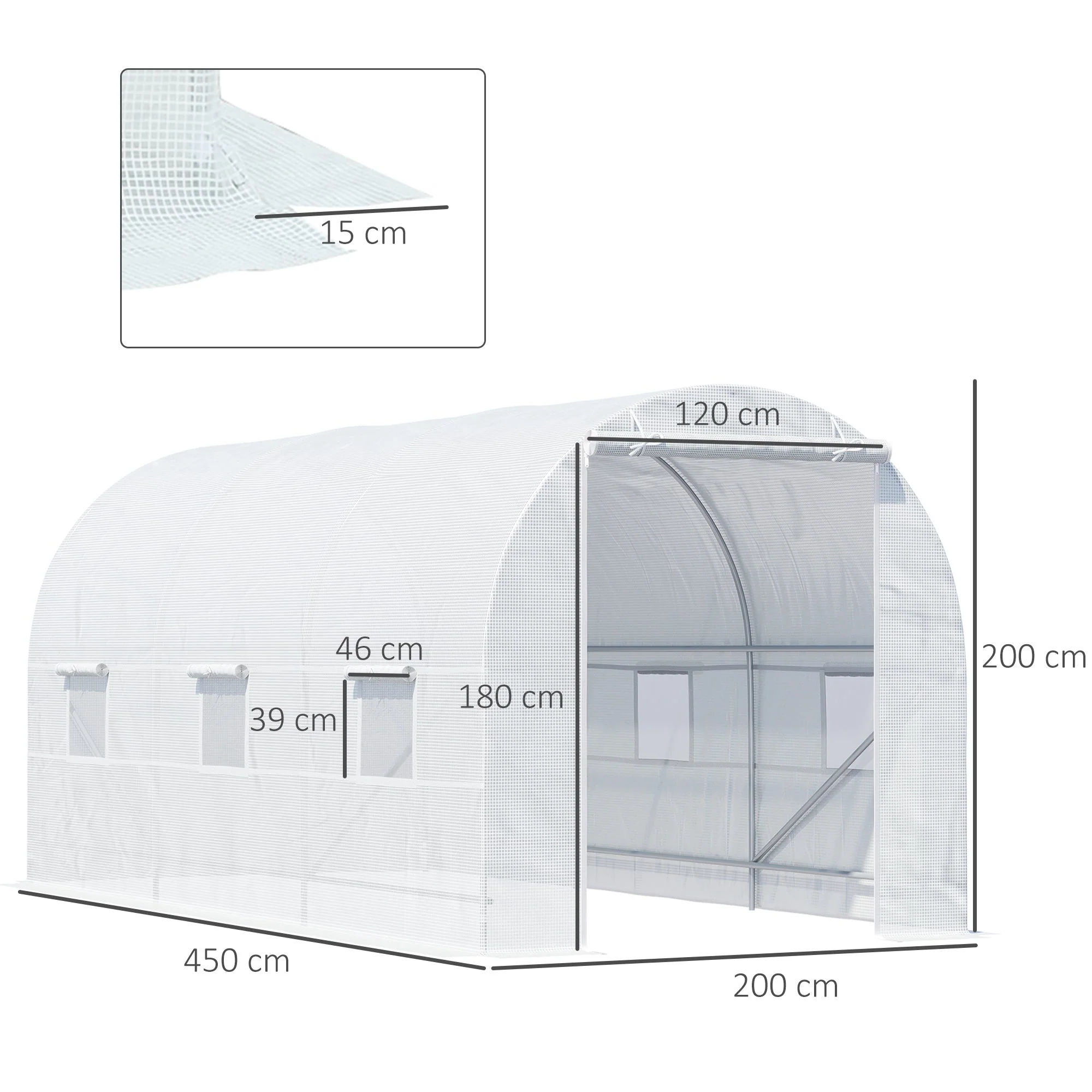 Outsunny 4.5Lx2Wx2H M Walk-In Greenhouse-White - Image 3