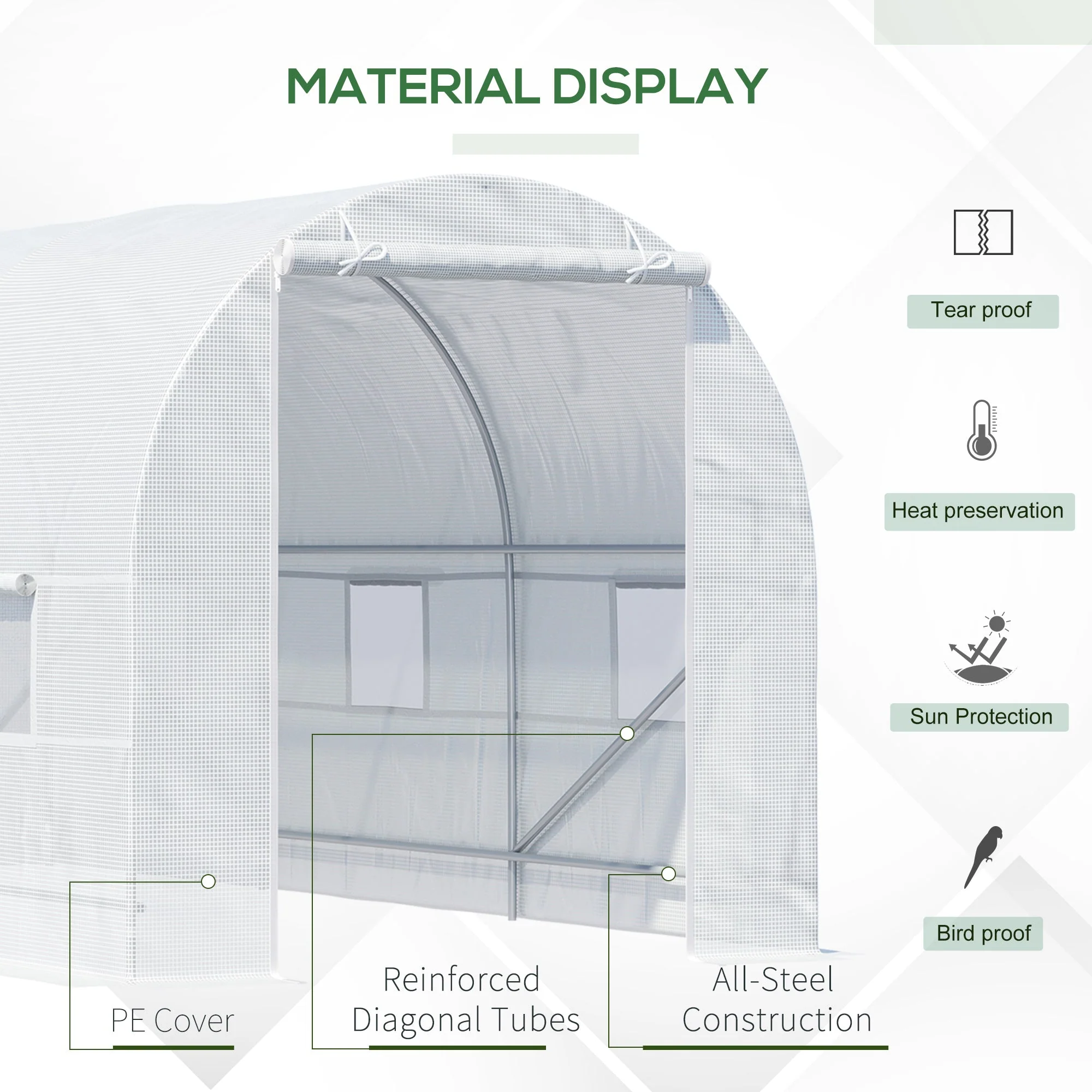 Outsunny 4.5Lx2Wx2H M Walk-In Greenhouse-White - Image 5
