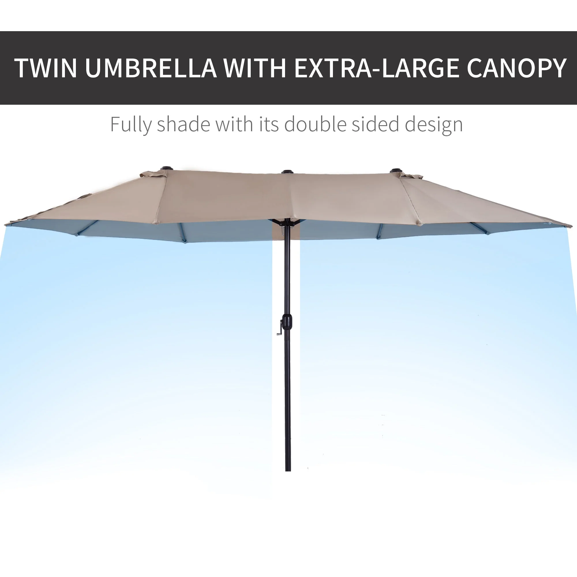 Outsunny 4.6M Double-Sided Patio Parasol Sun Umbrella-Tan - Image 6