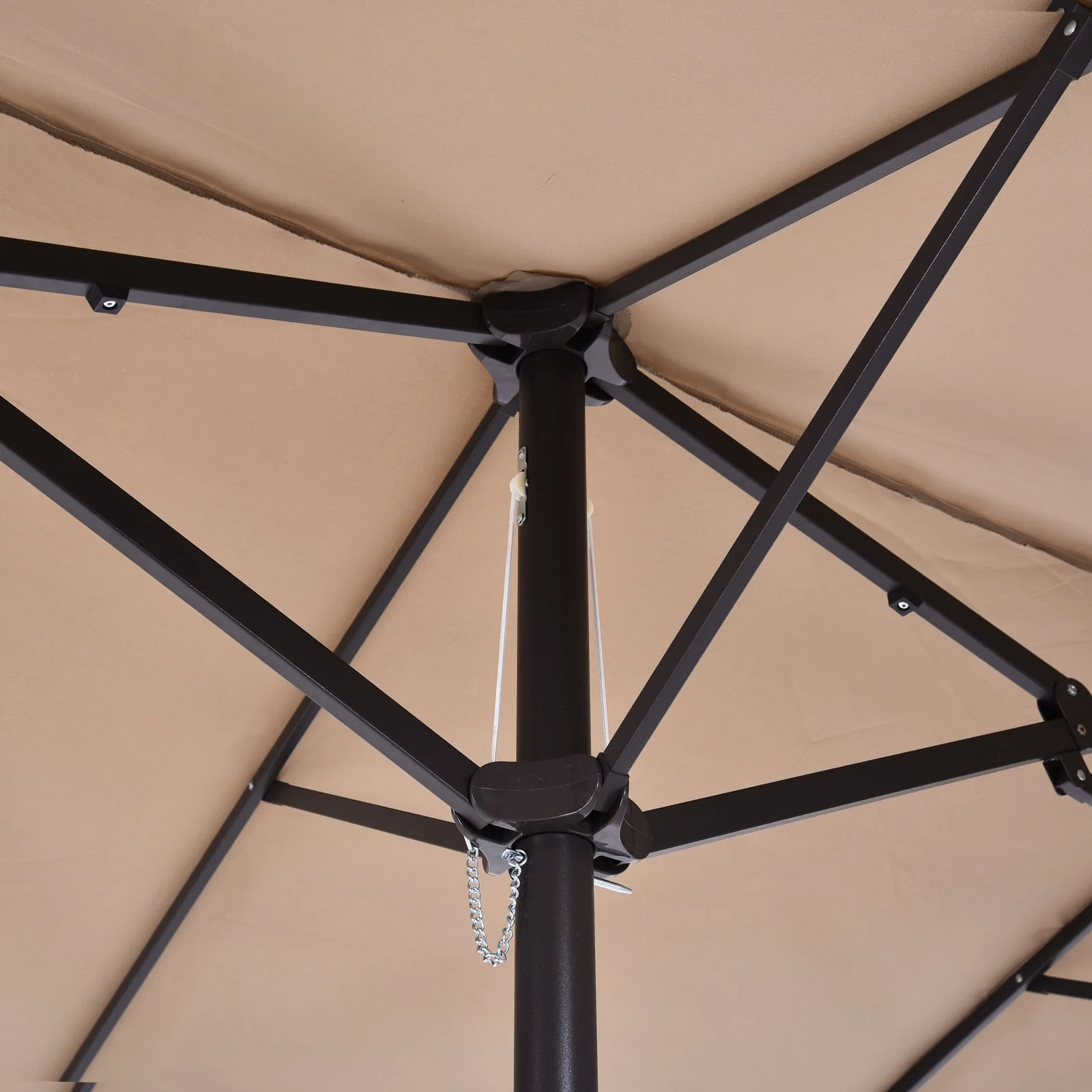 Outsunny 4.6M Double-Sided Patio Parasol Sun Umbrella-Tan - Image 7
