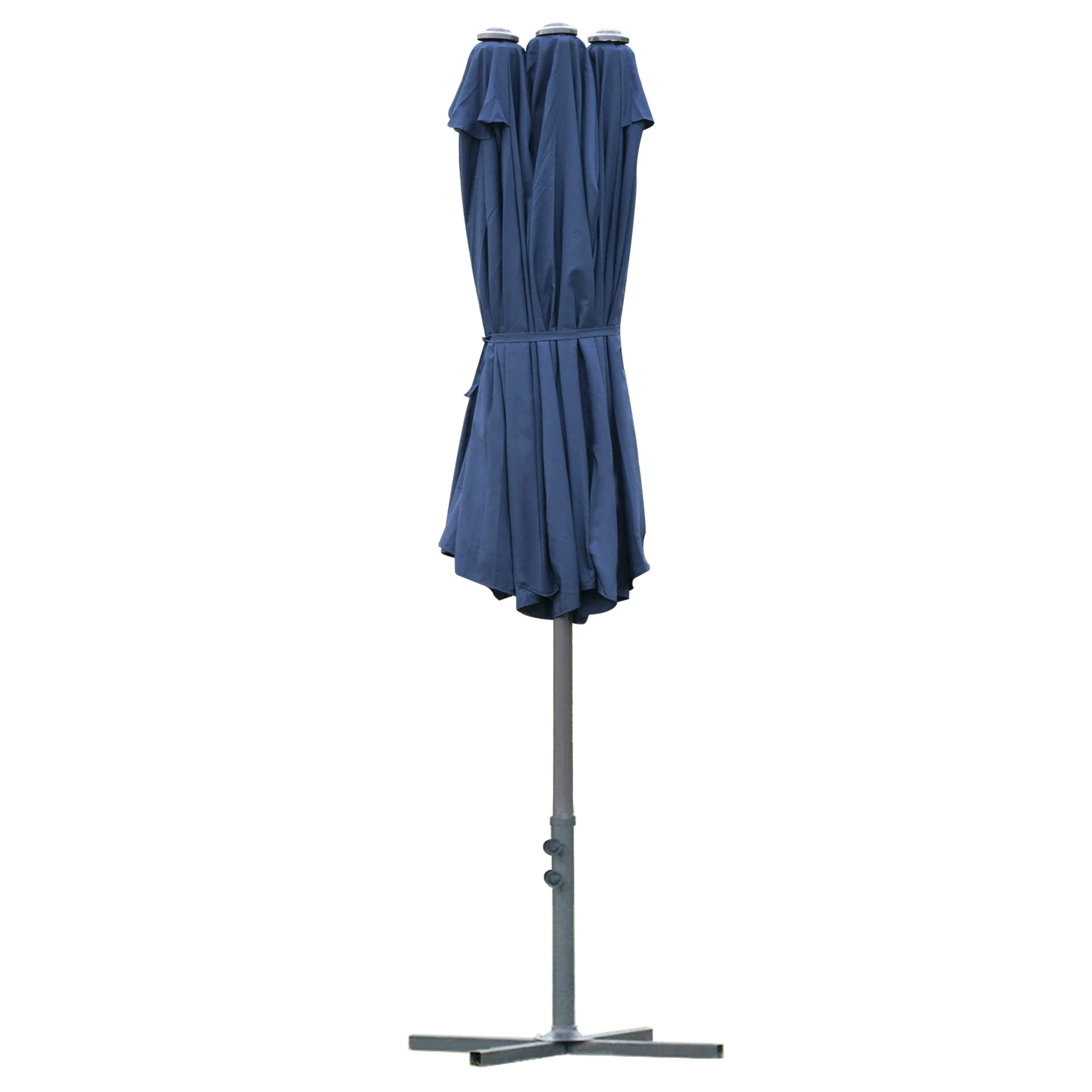 Outsunny 4.6M Sun Umbrella Canopy Double-Sided Crank Sun Shade With Cross Base Dark Blue - Image 8