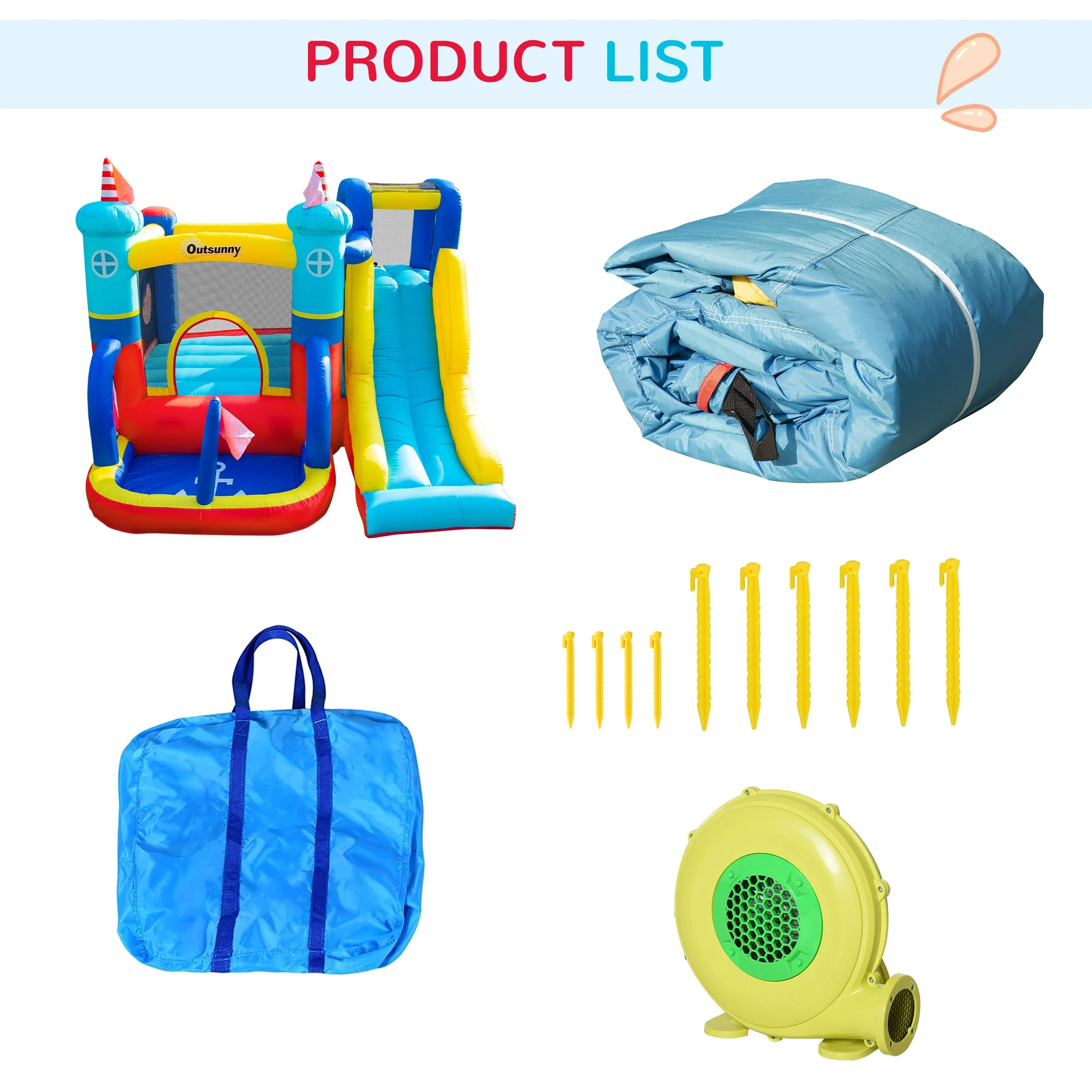 Outsunny 4 In 1 Kids Bouncy Castle Large Sailboat Style Inflatable House Slide Trampoline Water Pool Climbing Wall With Blower Carrybag For Kids Age 3-8 - Image 7