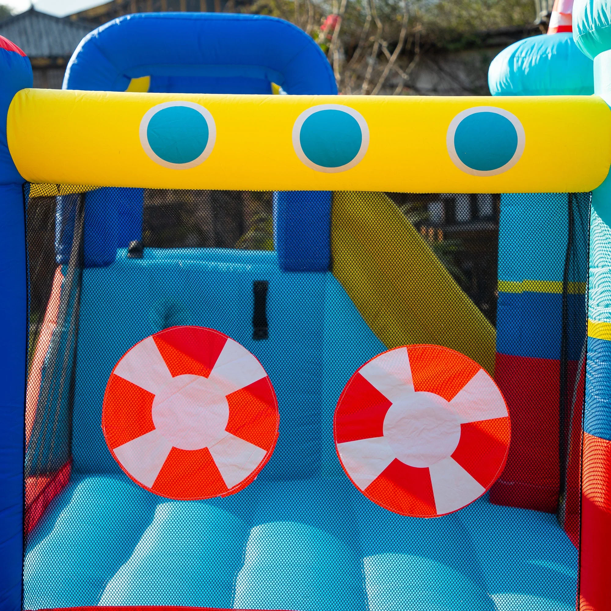 Outsunny 4 In 1 Kids Bouncy Castle Large Sailboat Style Inflatable House Slide Trampoline Water Pool Climbing Wall With Blower Carrybag For Kids Age 3-8 - Image 8