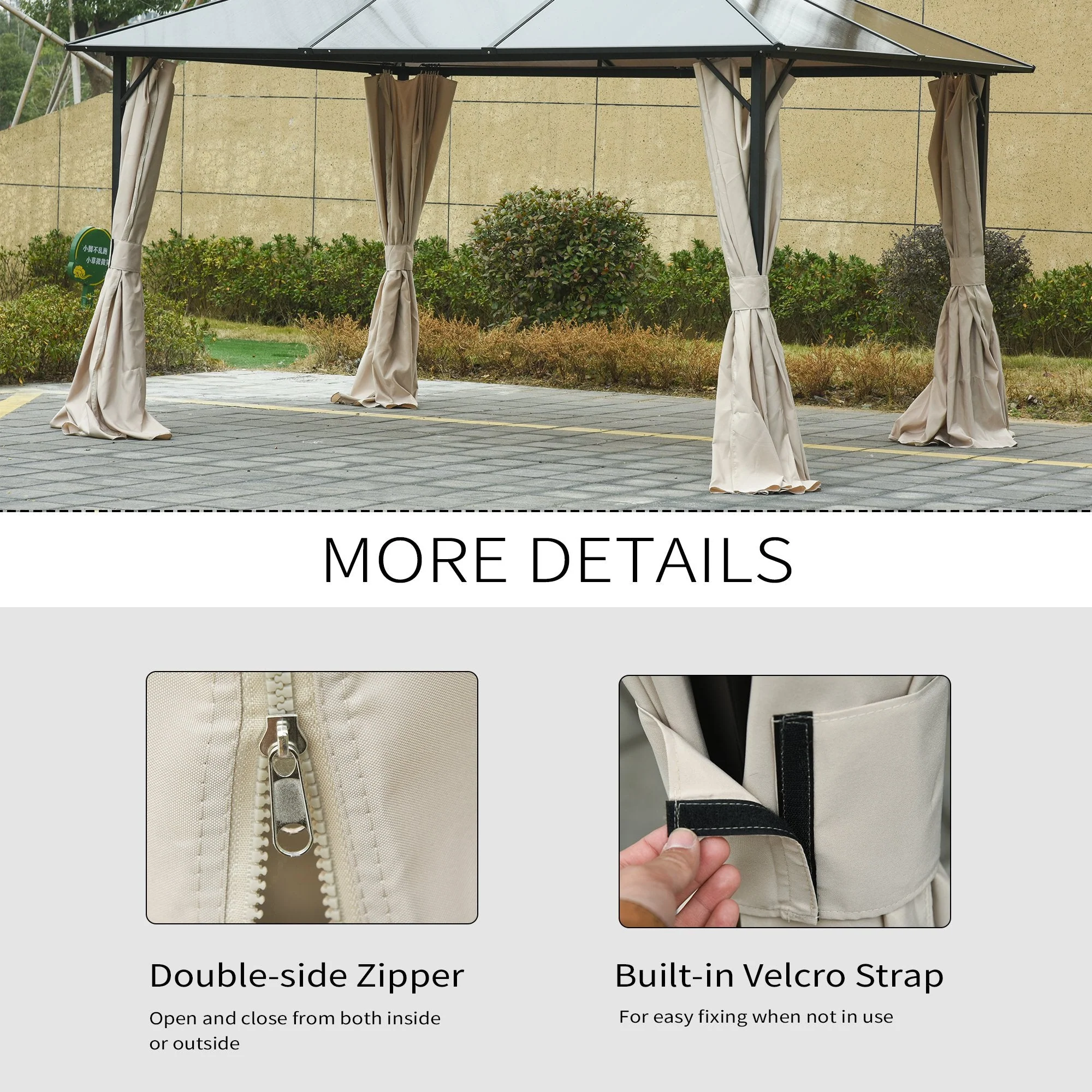 Outsunny 4 Pack Universal Gazebo Replacement Sidewalls Privacy Panel For 3 X 4M Canopy - Image 5