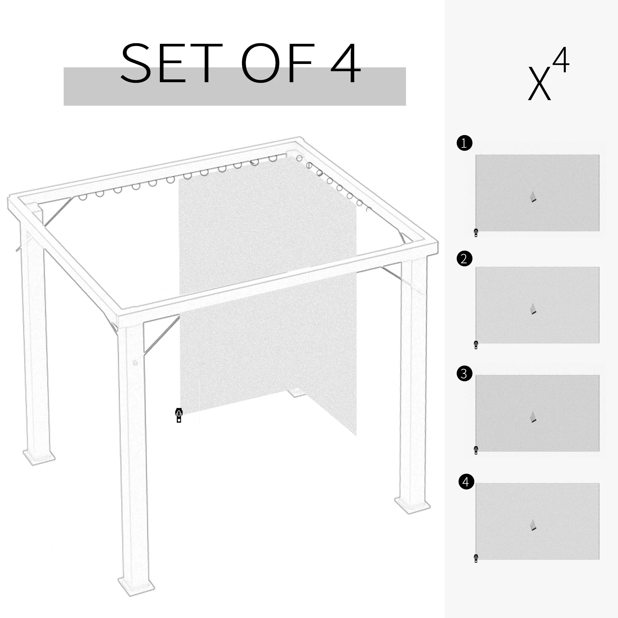 Outsunny 4 Pack Universal Gazebo Replacement Sidewalls Privacy Panel For 3 X 4M Canopy - Image 7