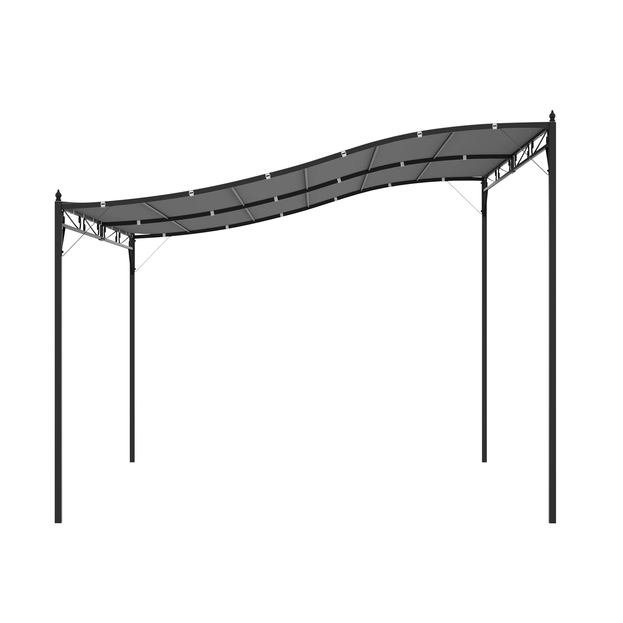 Outsunny 4 X 3 Meters Canopy Metal Wall Gazebo Awning Garden Marquee Shelter Door Porch - Grey - Image 7
