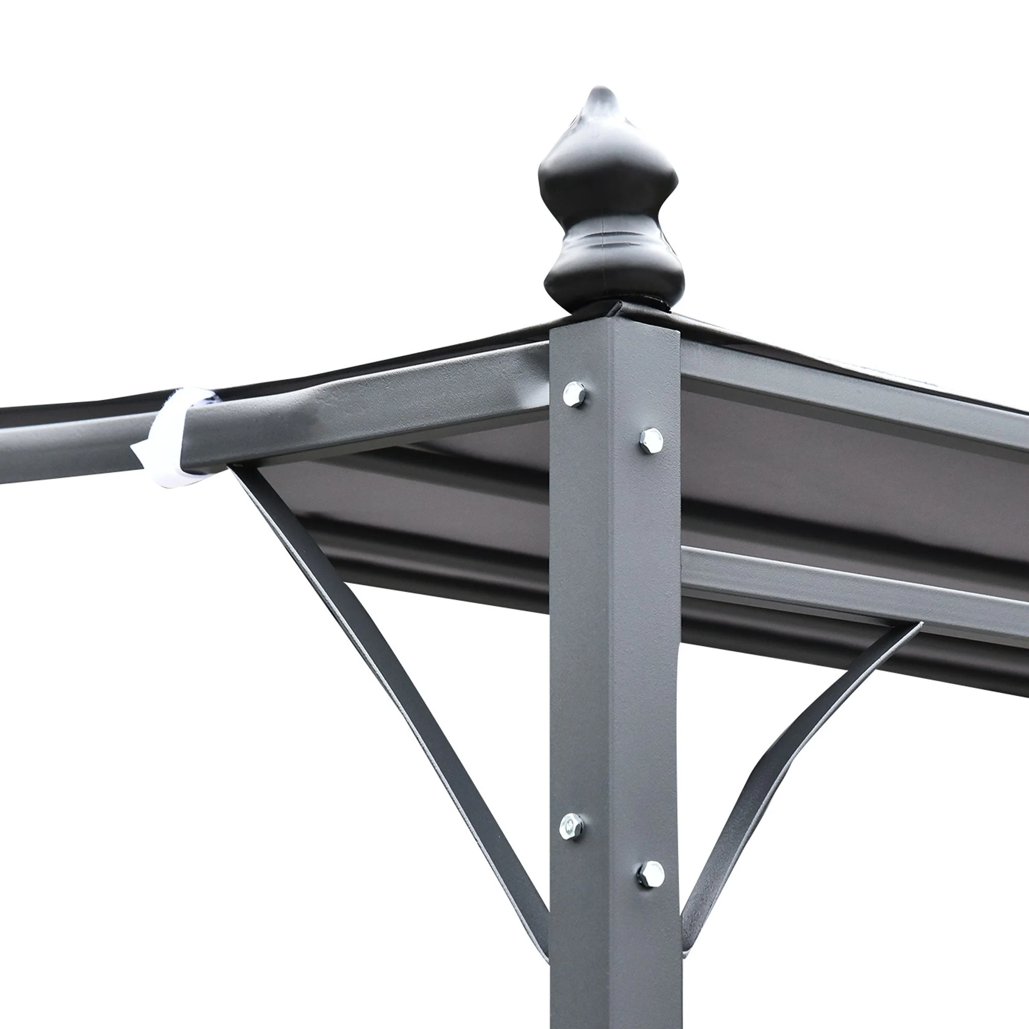Outsunny 4 X 3 Meters Canopy Metal Wall Gazebo Awning Garden Marquee Shelter Door Porch - Grey - Image 8