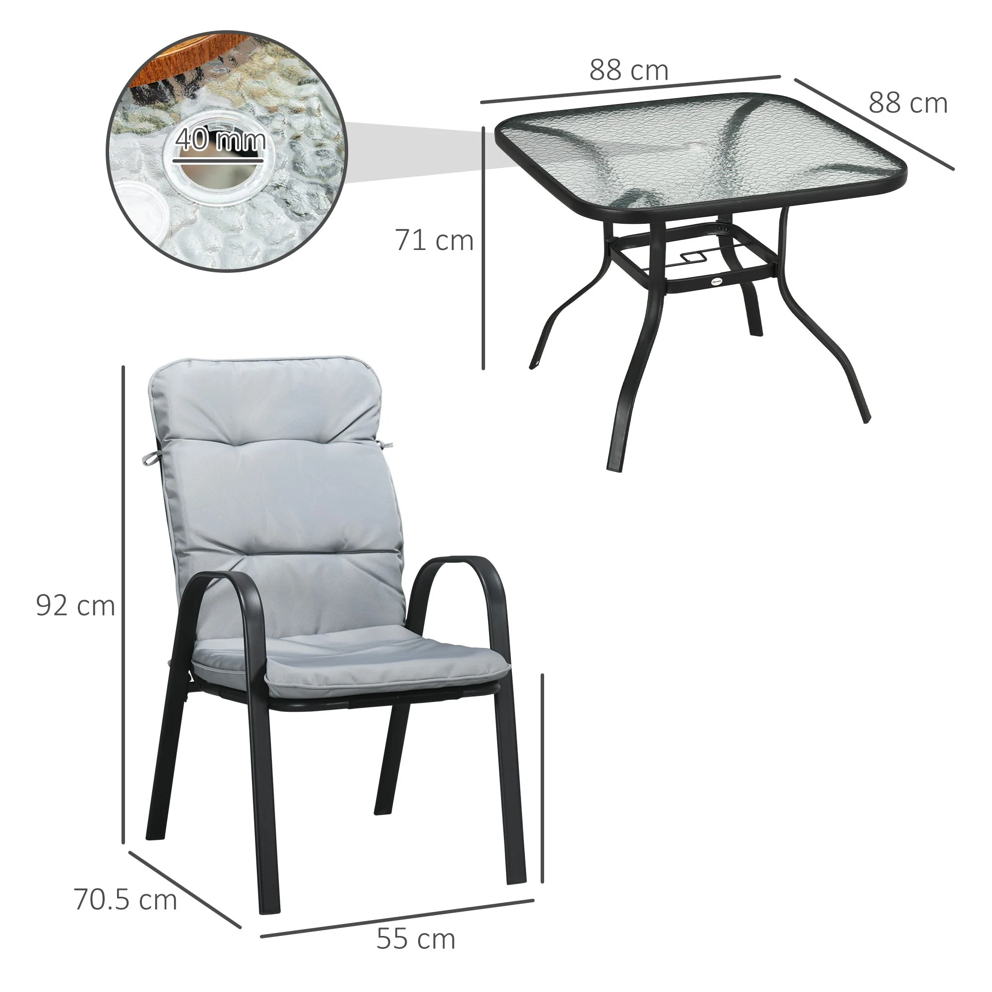 Outsunny 5 Pieces Garden Dining Set - Image 2